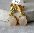 Luna Leaf Rose Quartz Earrings