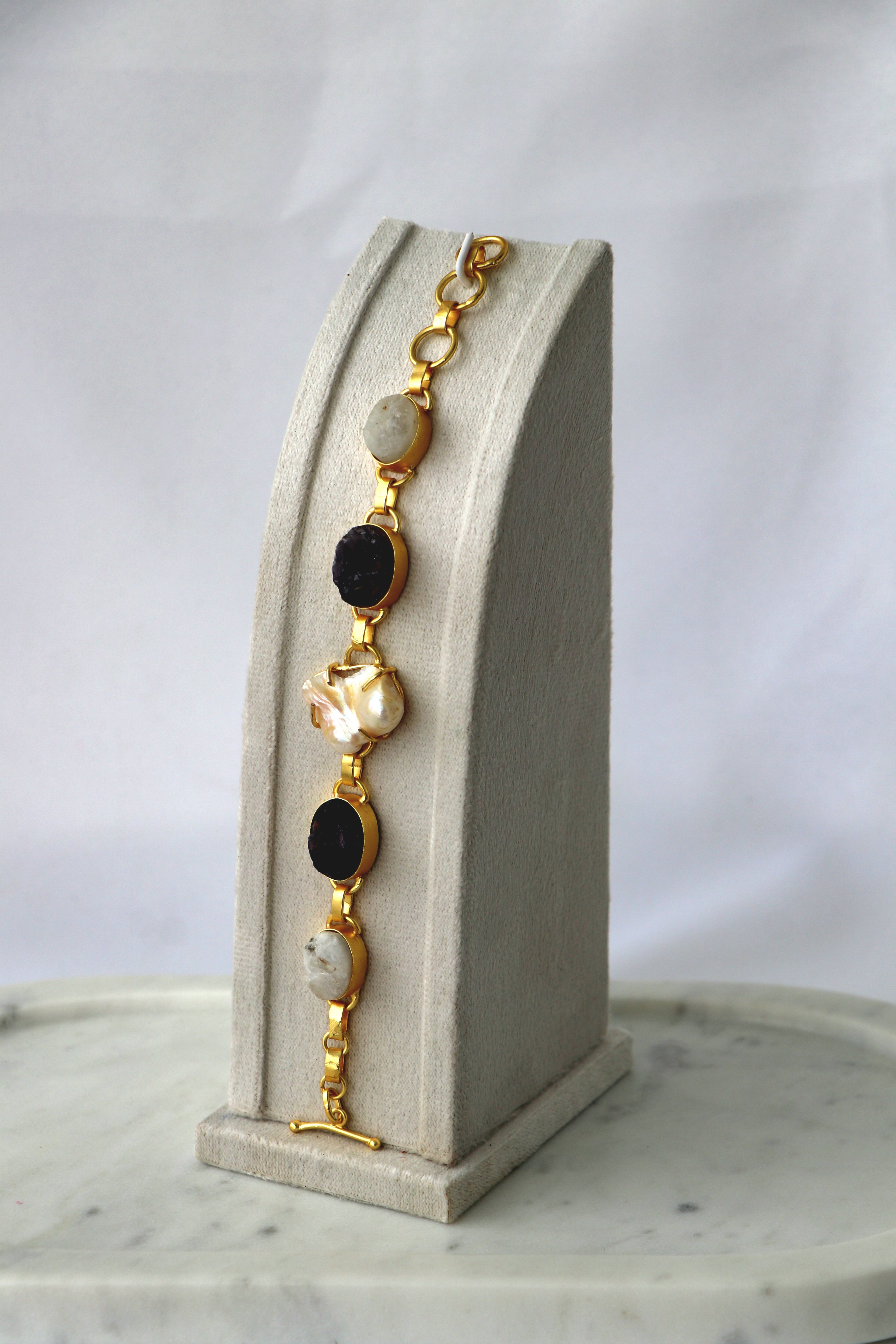 Gemstone Baroque Pearl Cascade Bracelet
