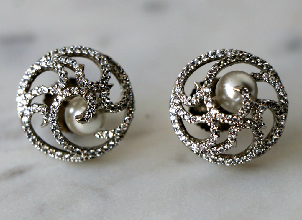 Lunar Pearl Stud Earrings