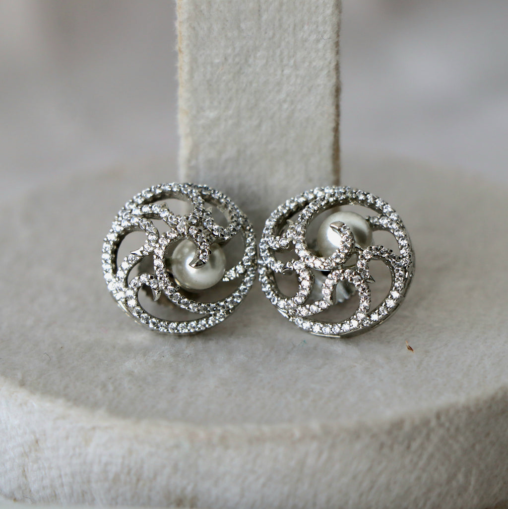 Lunar Pearl Stud Earrings