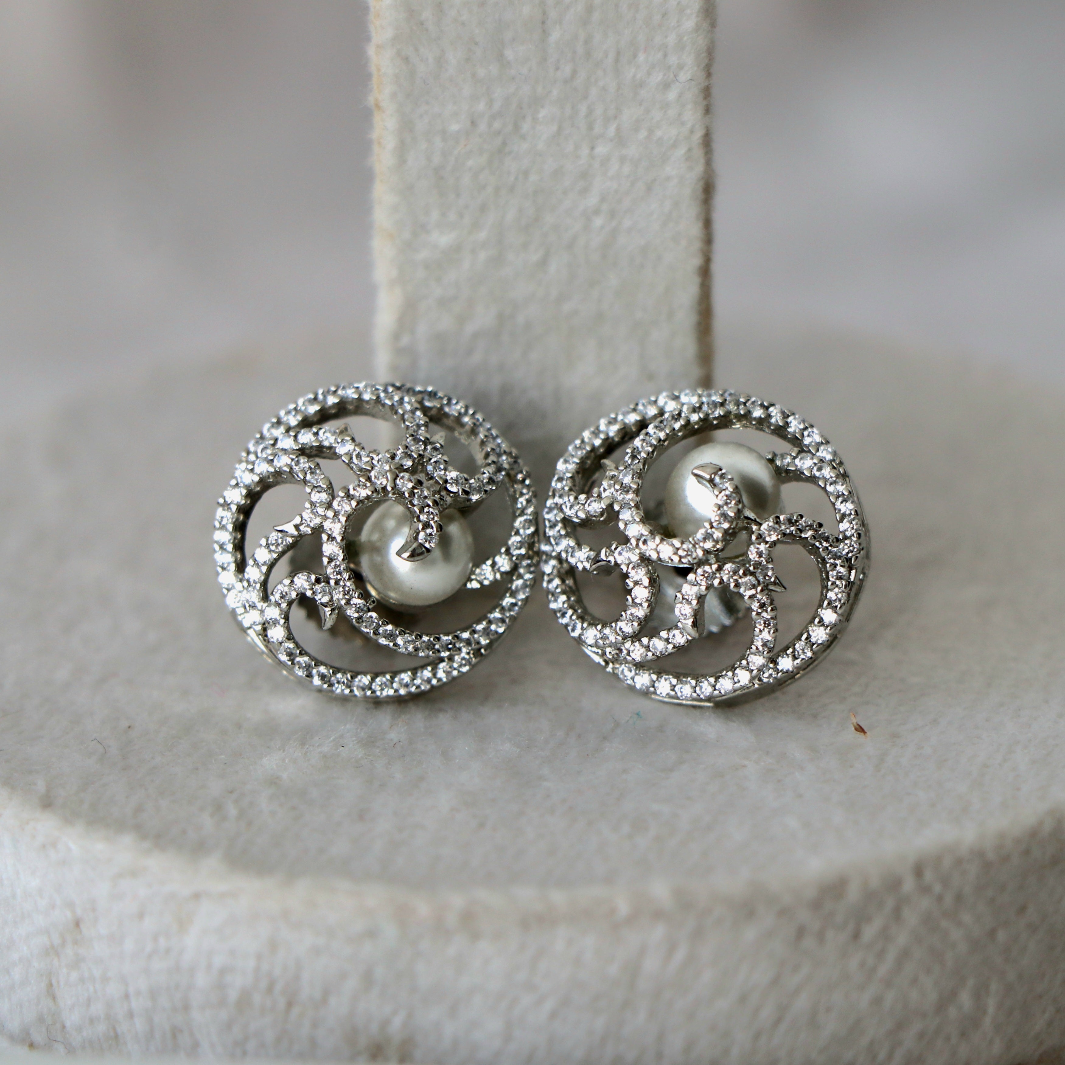 Lunar Pearl Stud Earrings