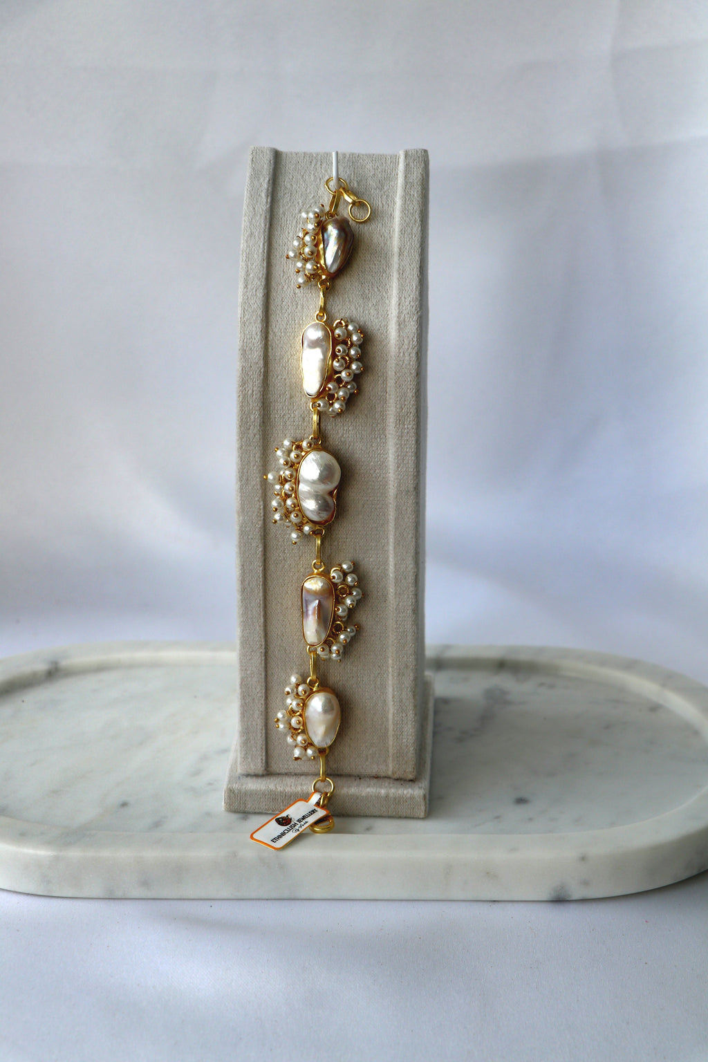 Lustrous Pearl Cluster Cascade Bracelet