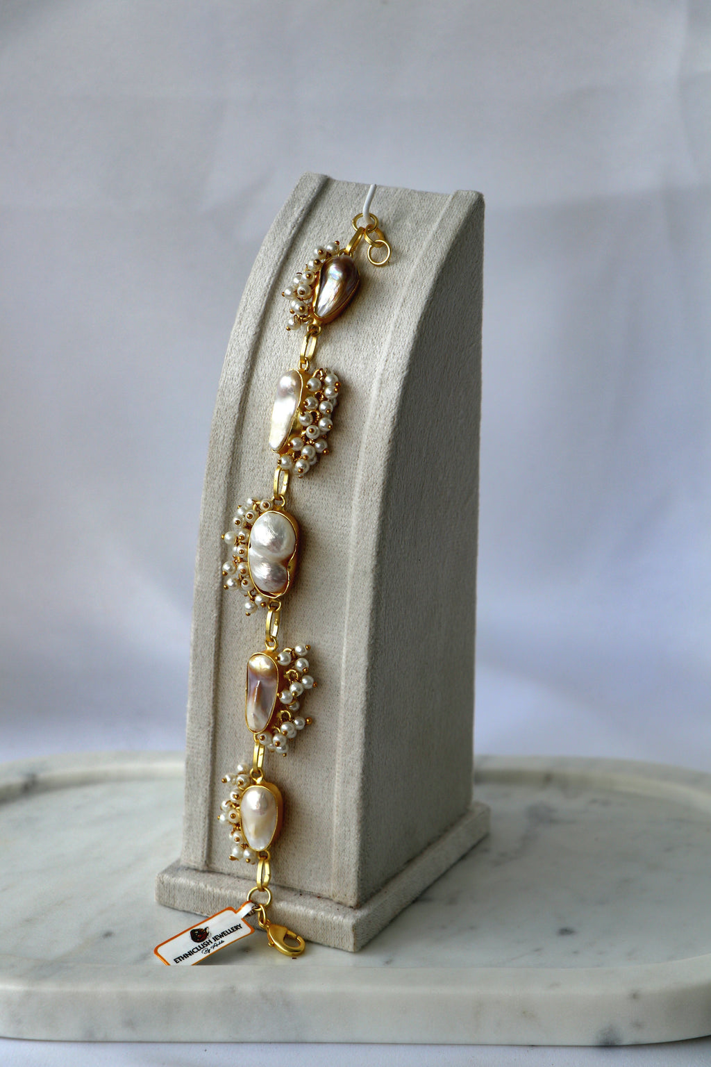 Lustrous Pearl Cluster Cascade Bracelet