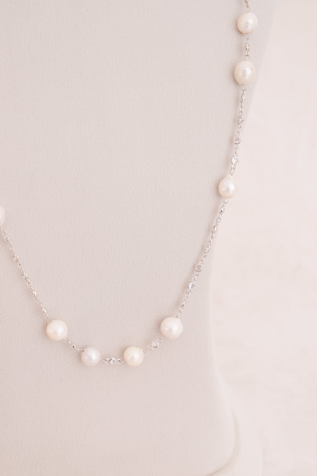 Lustrous Freshwater Pearl Station Necklace