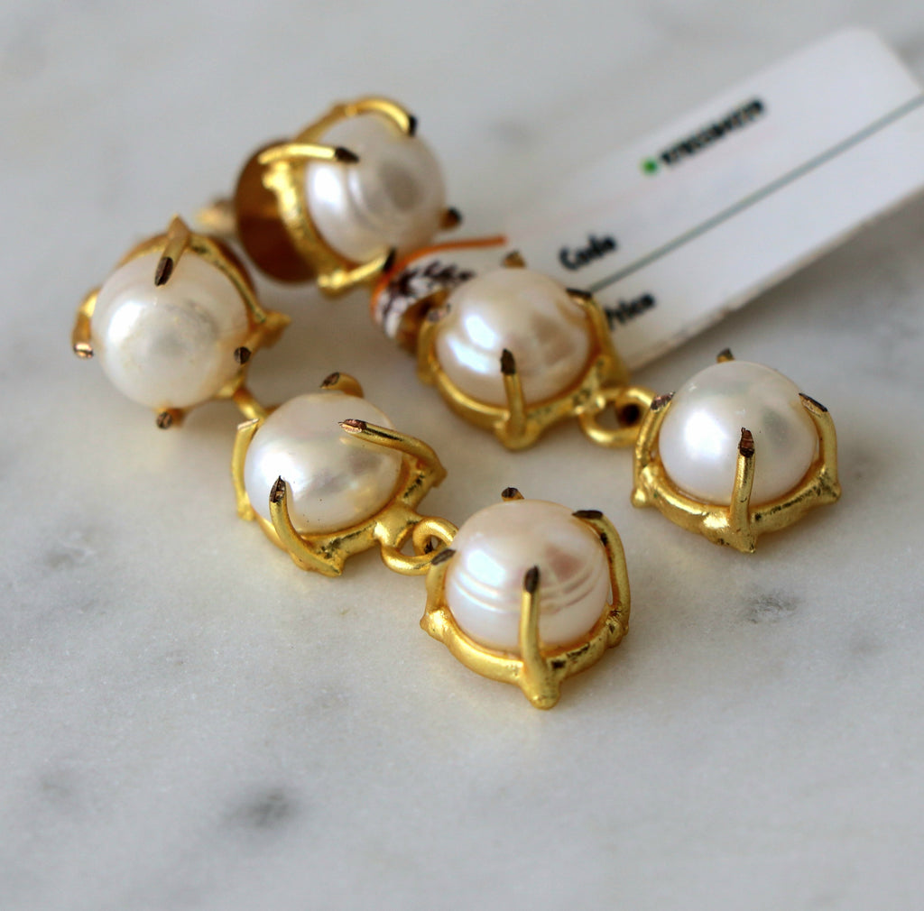 Lustrous Pearl Trio Earrings