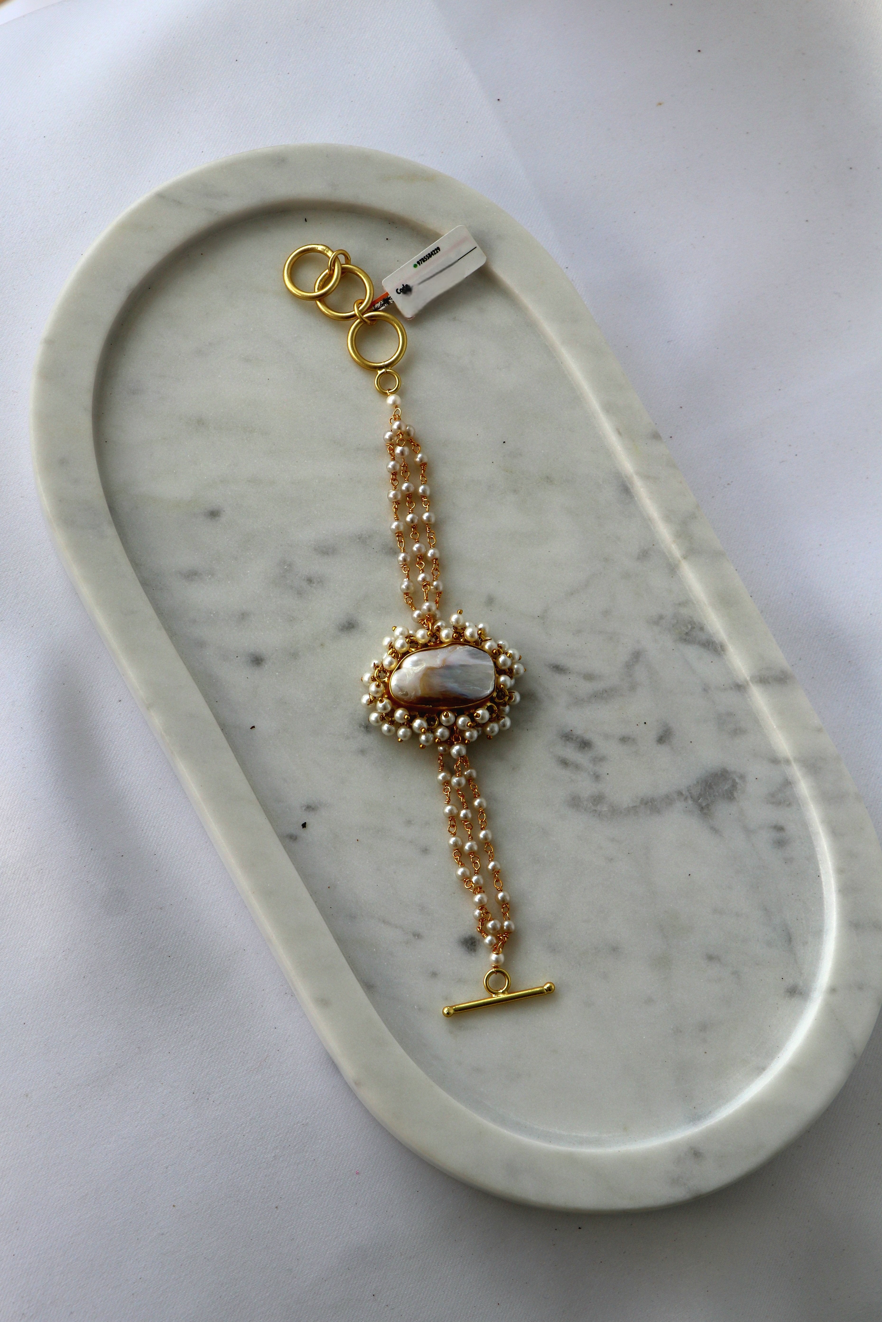 Lustrous Baroque Pearlstone Cascade Bracelet