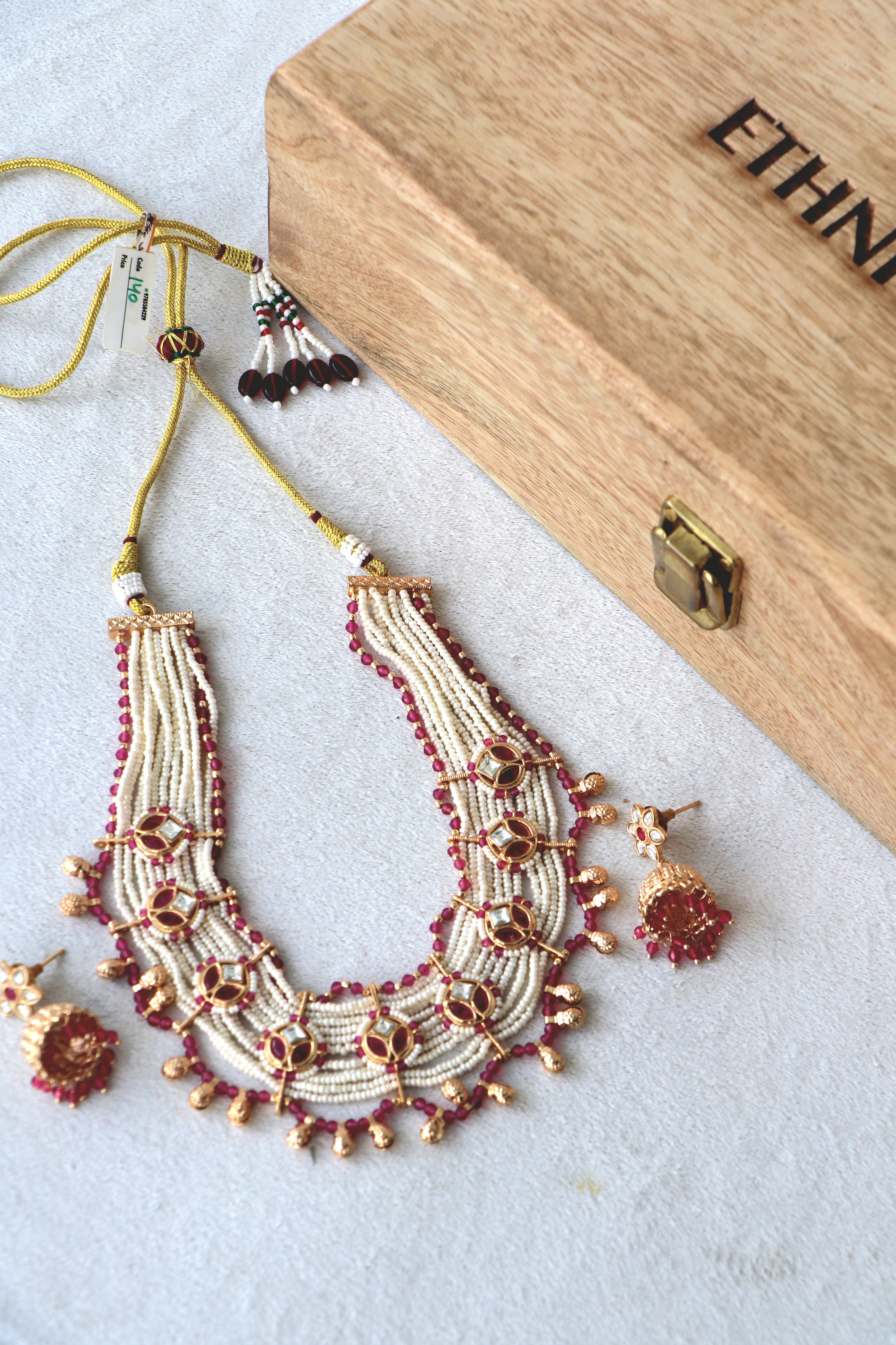 Ruby pearl Piroyi Multi Strand Choker Set