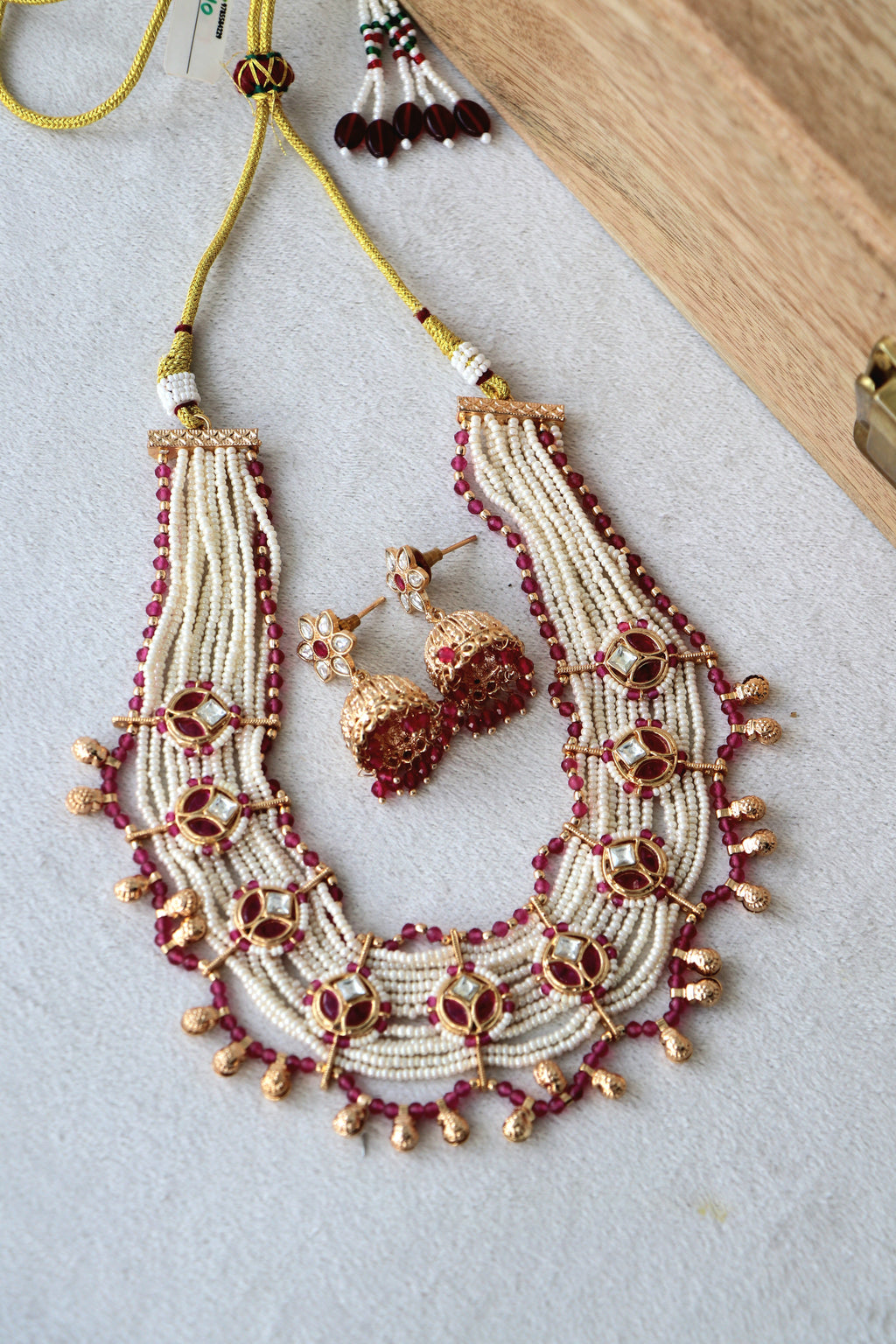 Ruby pearl Piroyi Multi Strand Choker Set