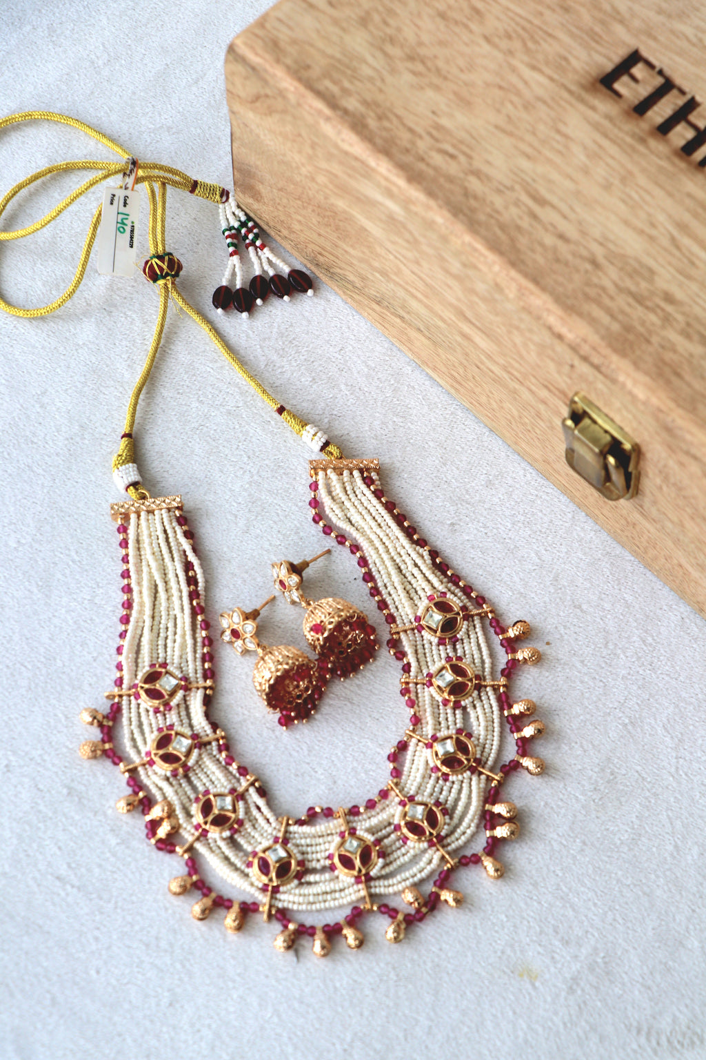 Ruby pearl Piroyi Multi Strand Choker Set