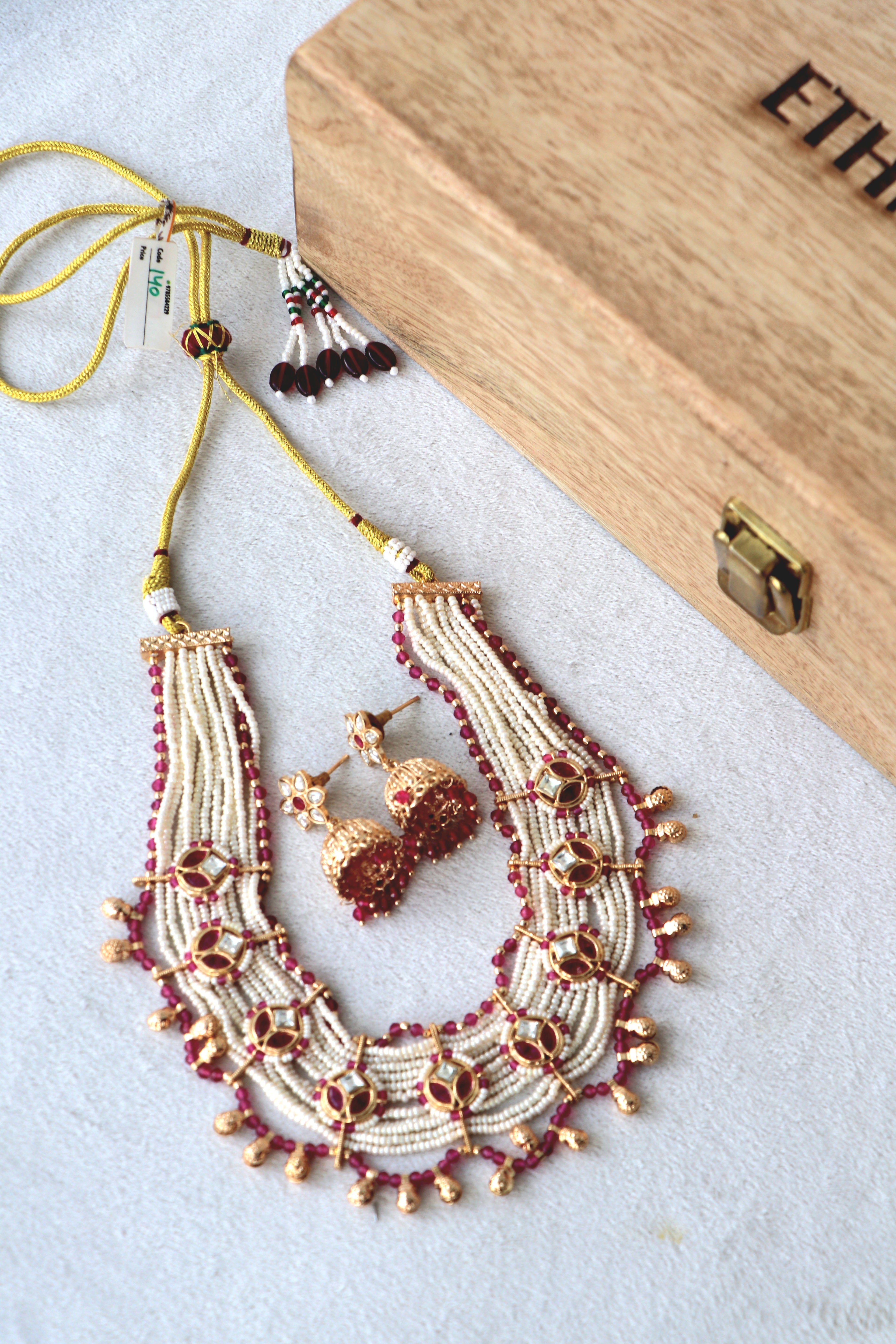 Ruby pearl Piroyi Multi Strand Choker Set