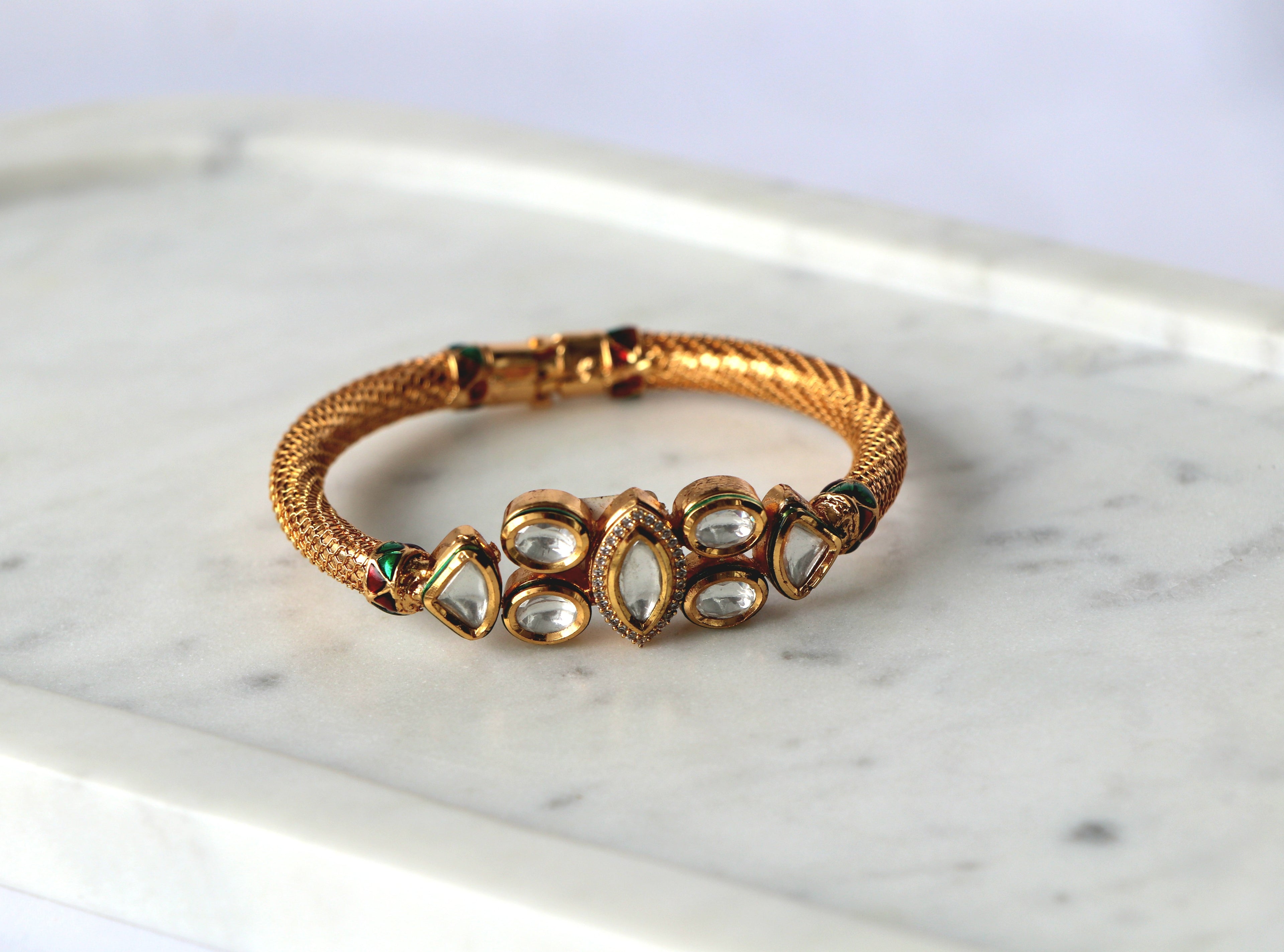 Marquise Kundan Mesh Bracelet