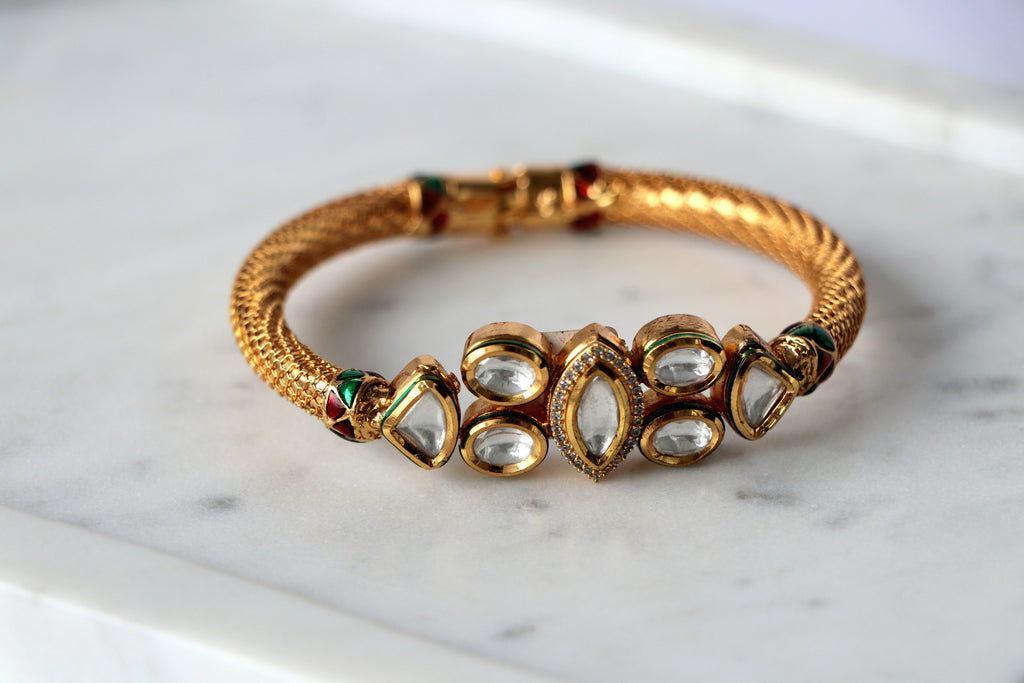 Marquise Kundan Mesh Bracelet