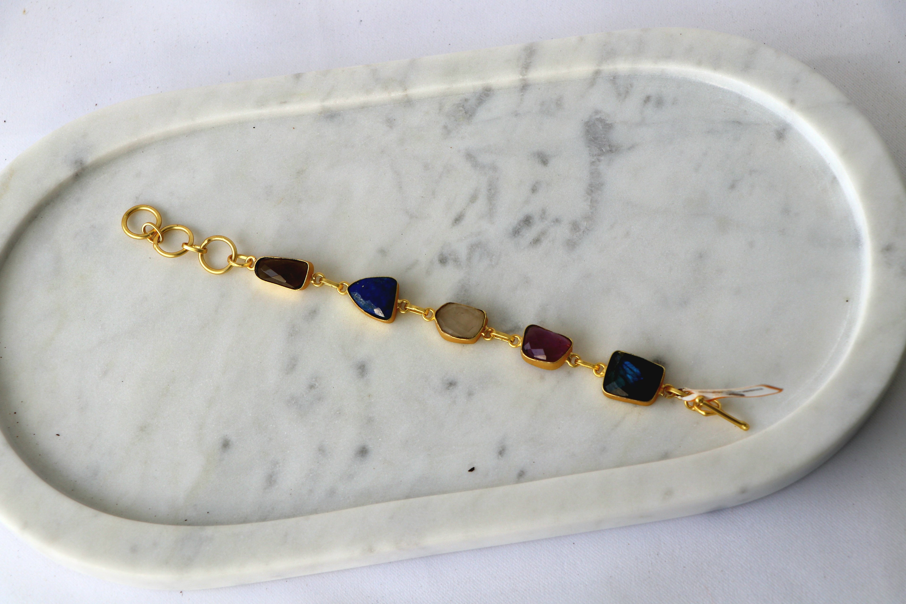 Amethyst  Emerald Gemstone Cascade Bracelet