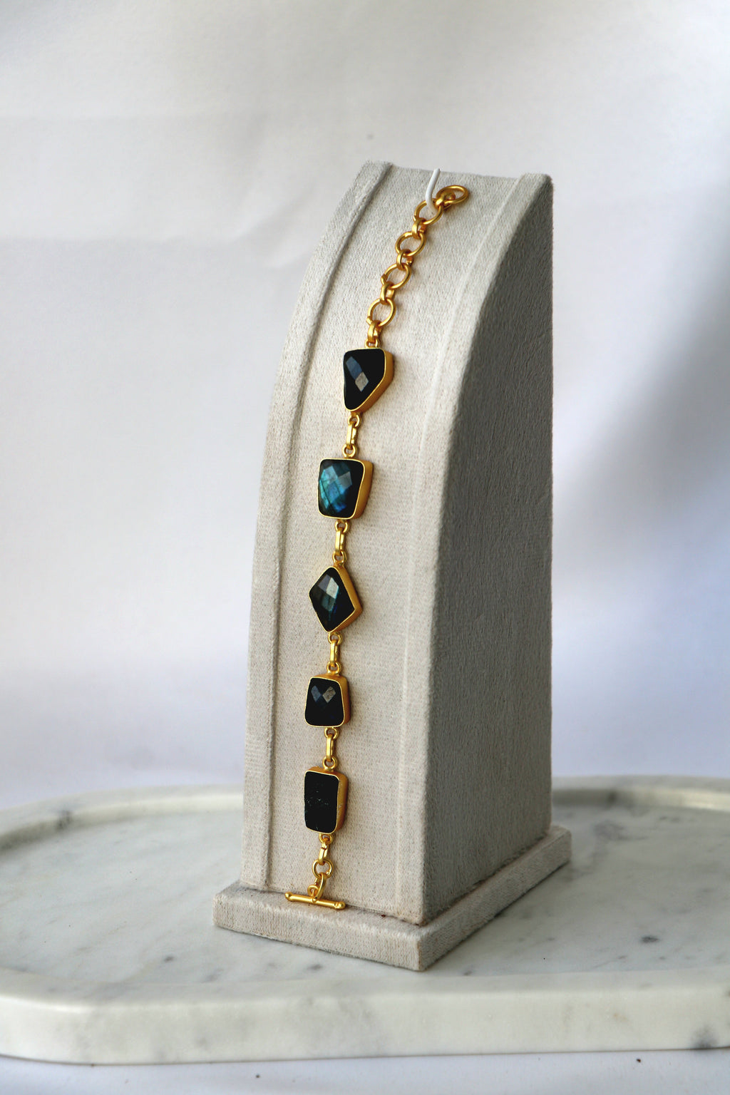 Handcrafted Natural Gemstone Link Bracelet – Gold Plated | Multi-Stone Collection