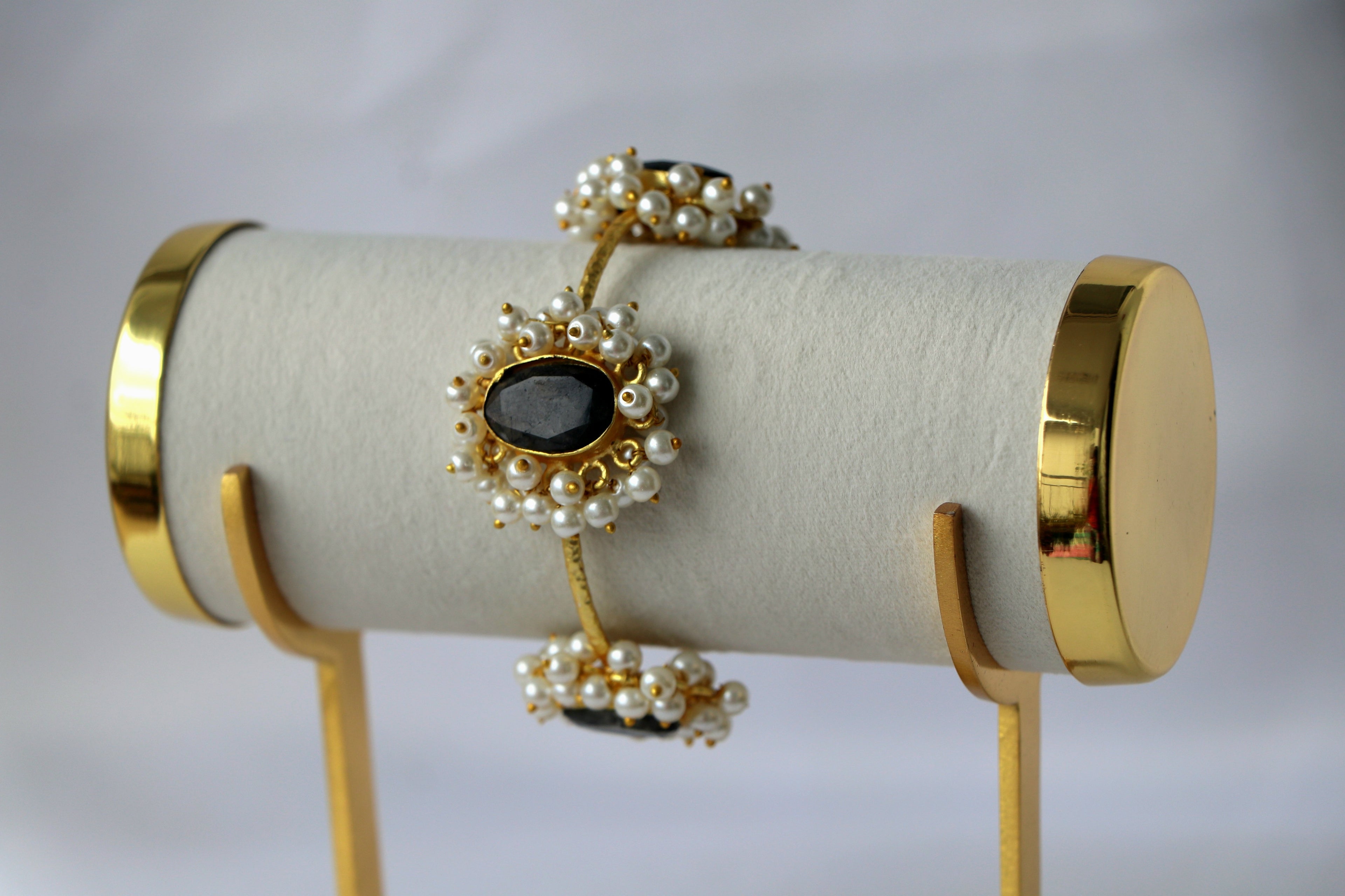 Midnight Pearl Regal Cuff Bracelet