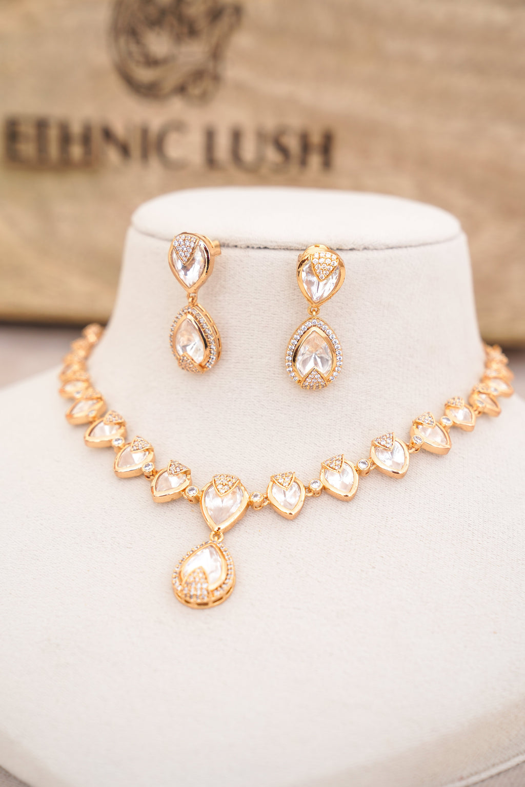 Moonlit Pearl Cascade Earrings  Necklace Set