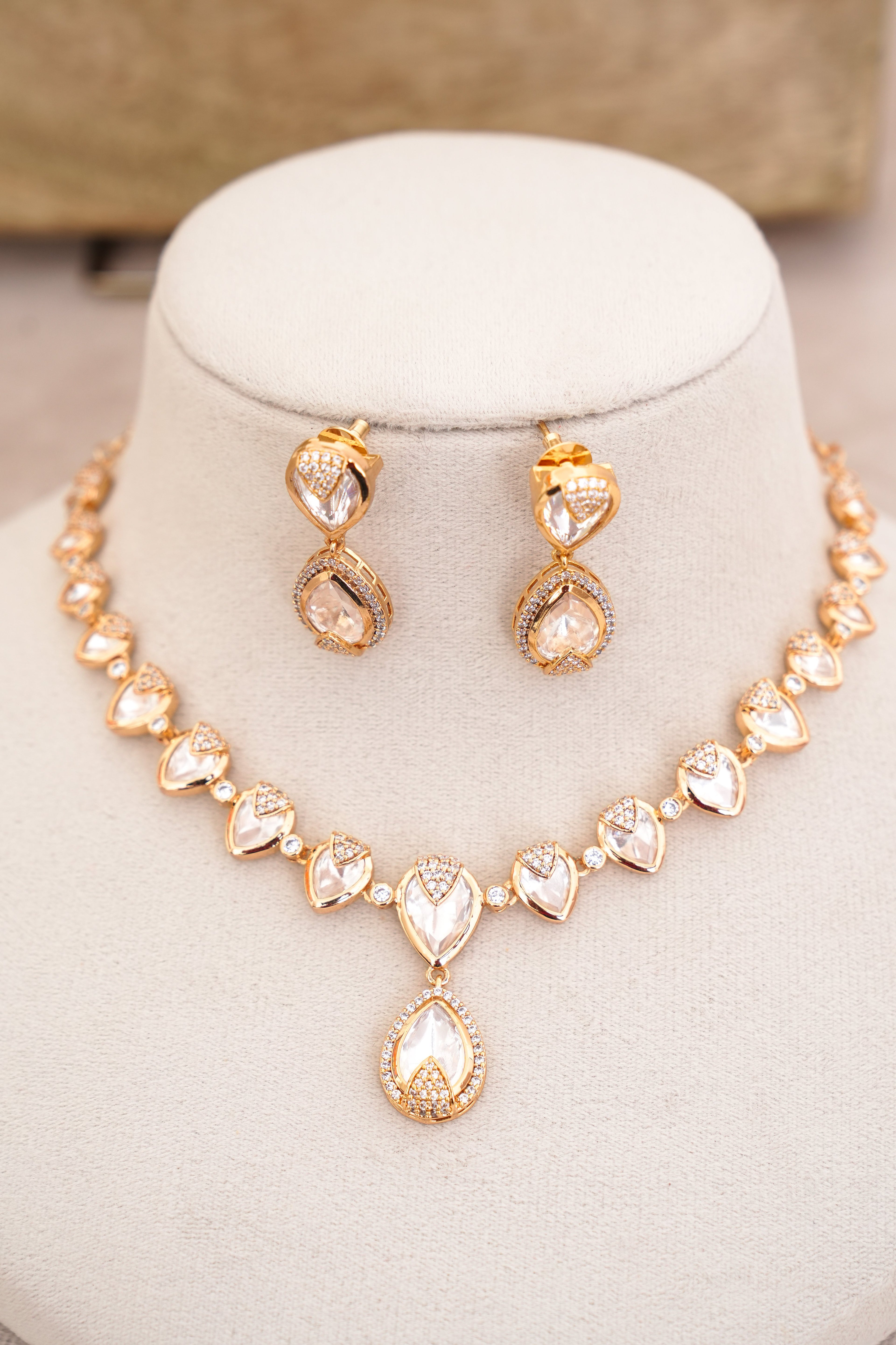 Moonlit Pearl Cascade Earrings  Necklace Set