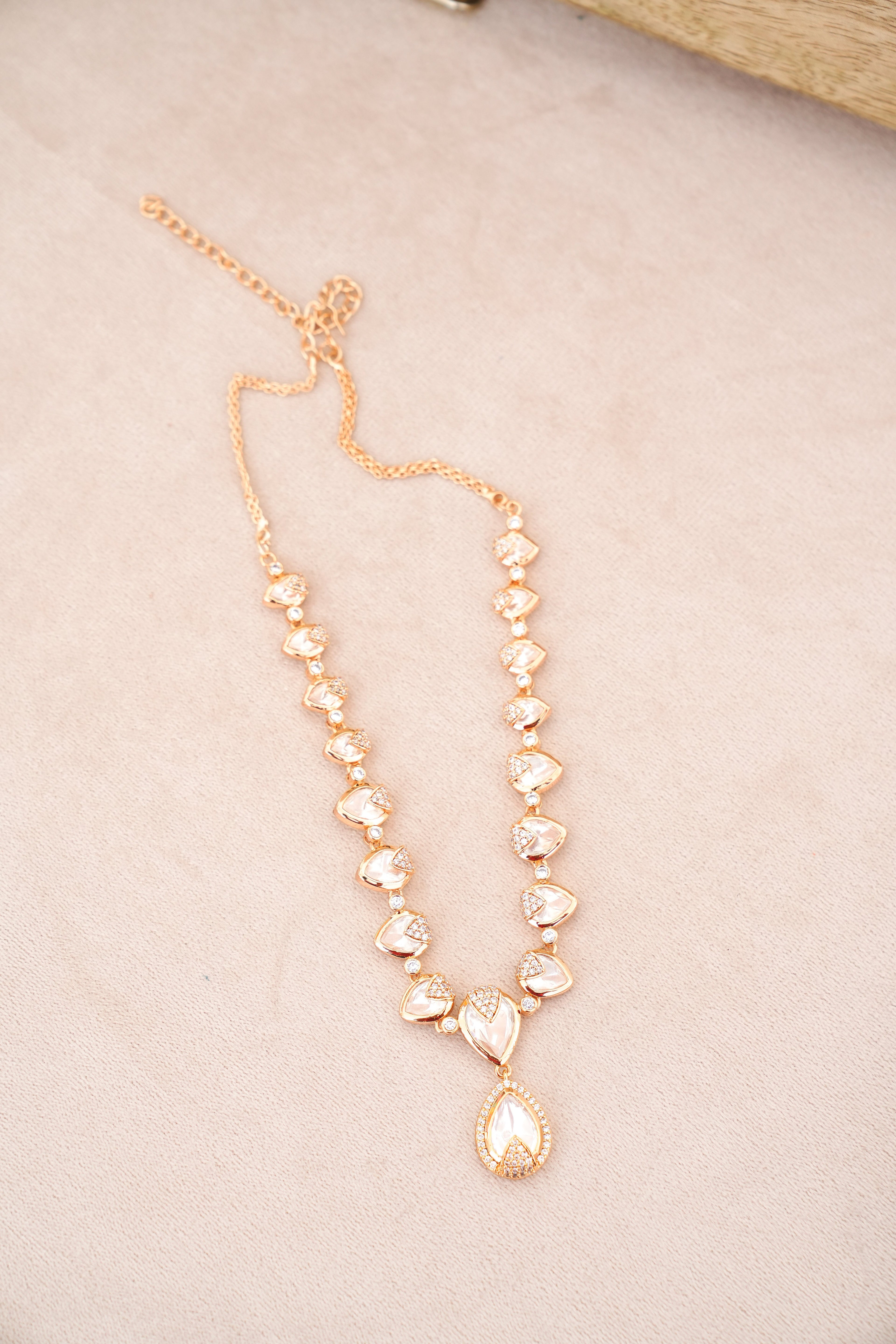 Moonlit Pearl Cascade Earrings  Necklace Set