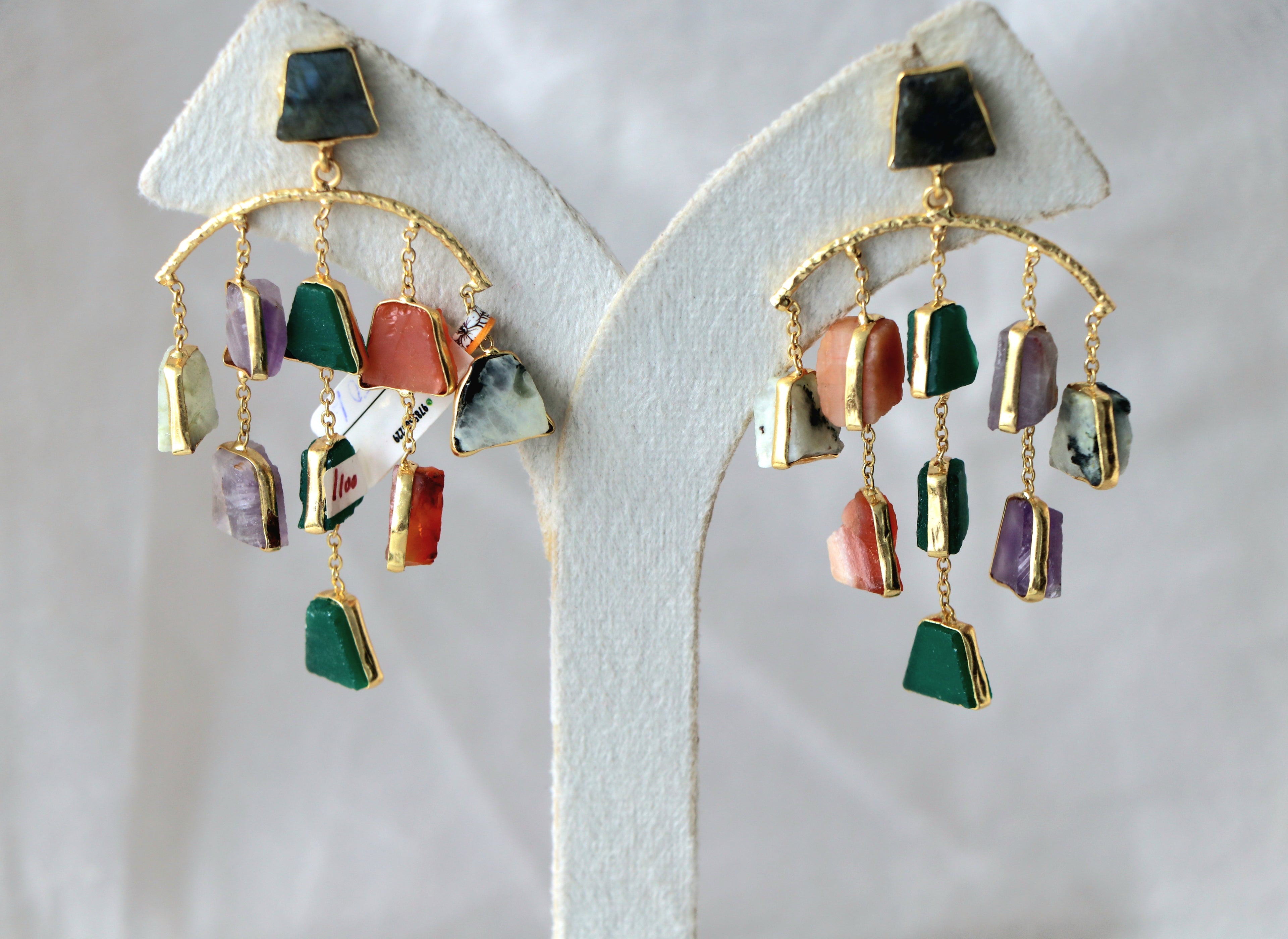 Multicolor Gem Cascade Earrings