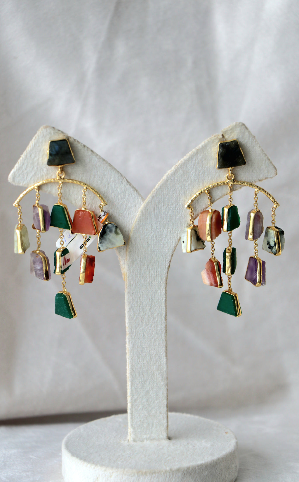 Multicolor Gem Cascade Earrings