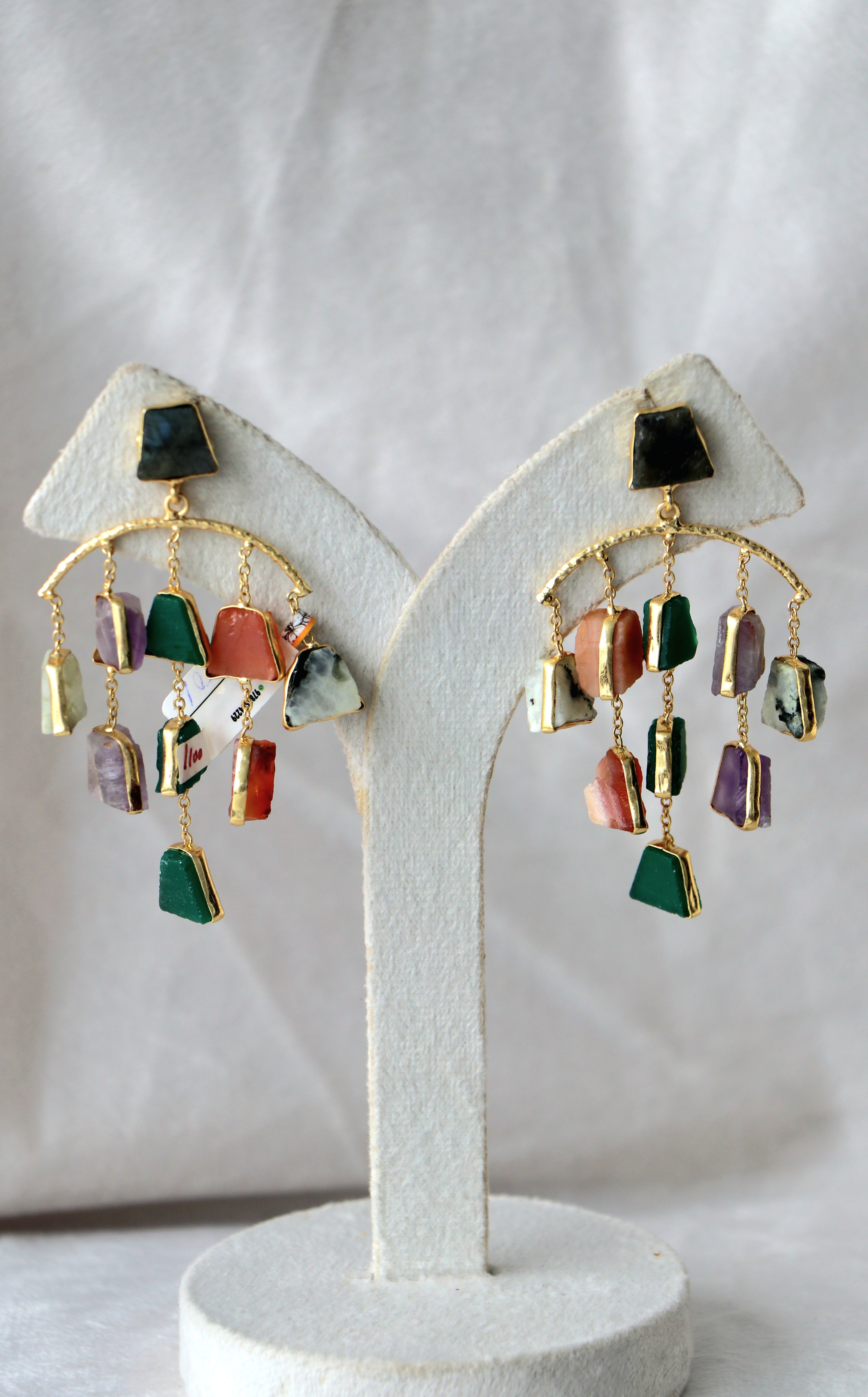 Multicolor Gem Cascade Earrings