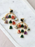Multicolor Gem Cascade Earrings