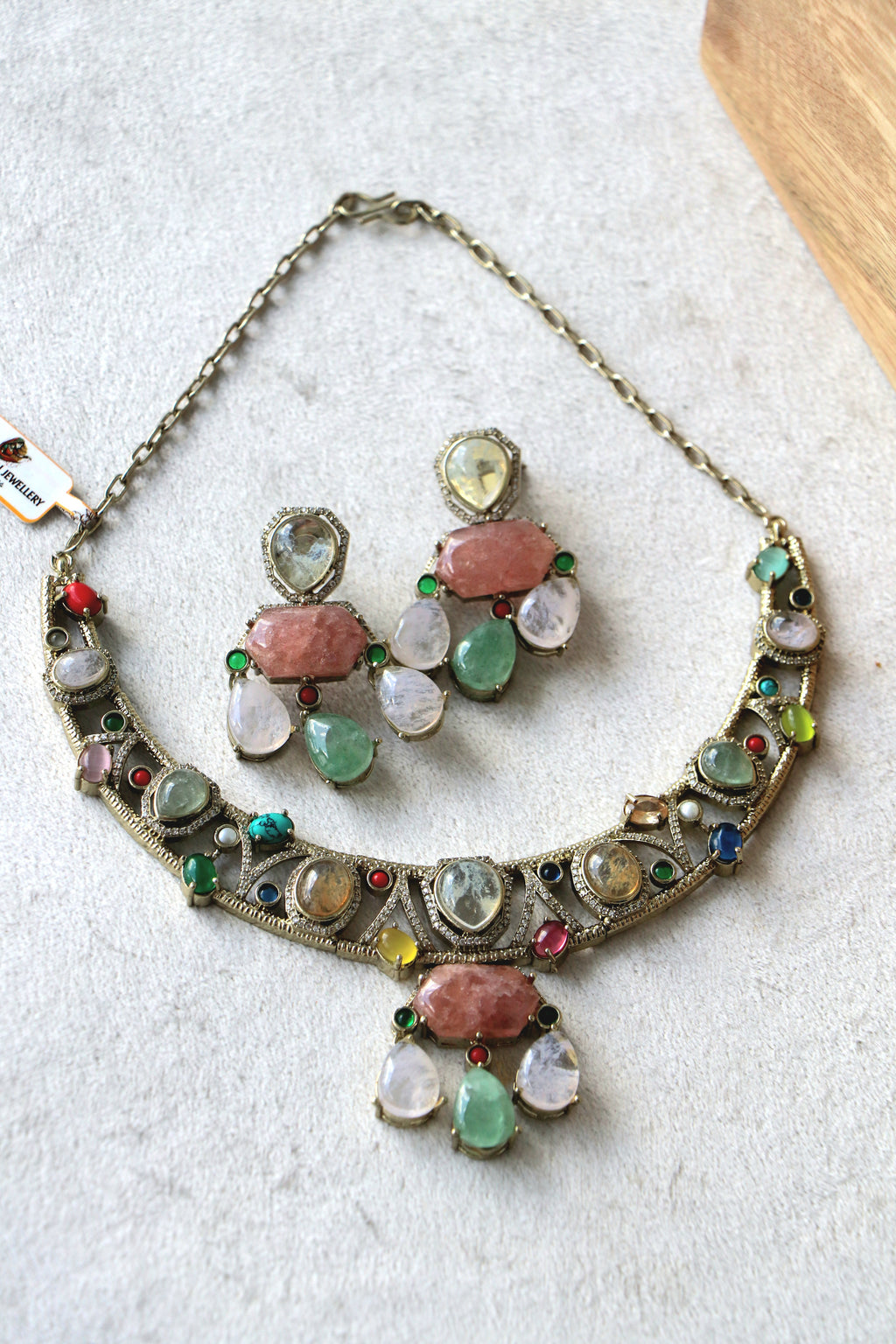 Multistone Necklace  Earring Set