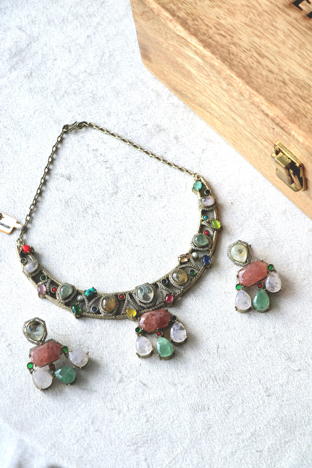 Multistone Necklace  Earring Set