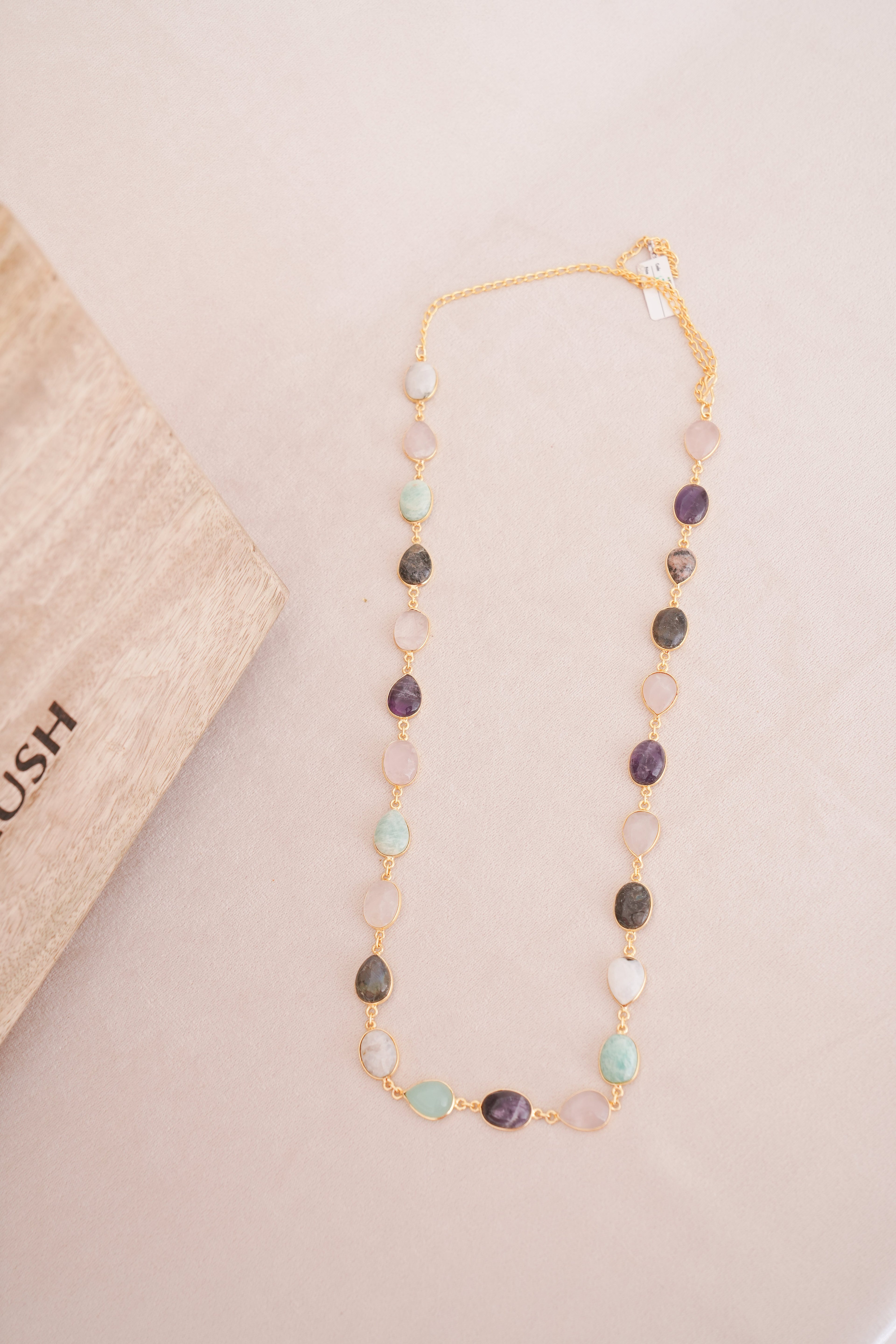 Mystic Natural Gemstone Station Necklace