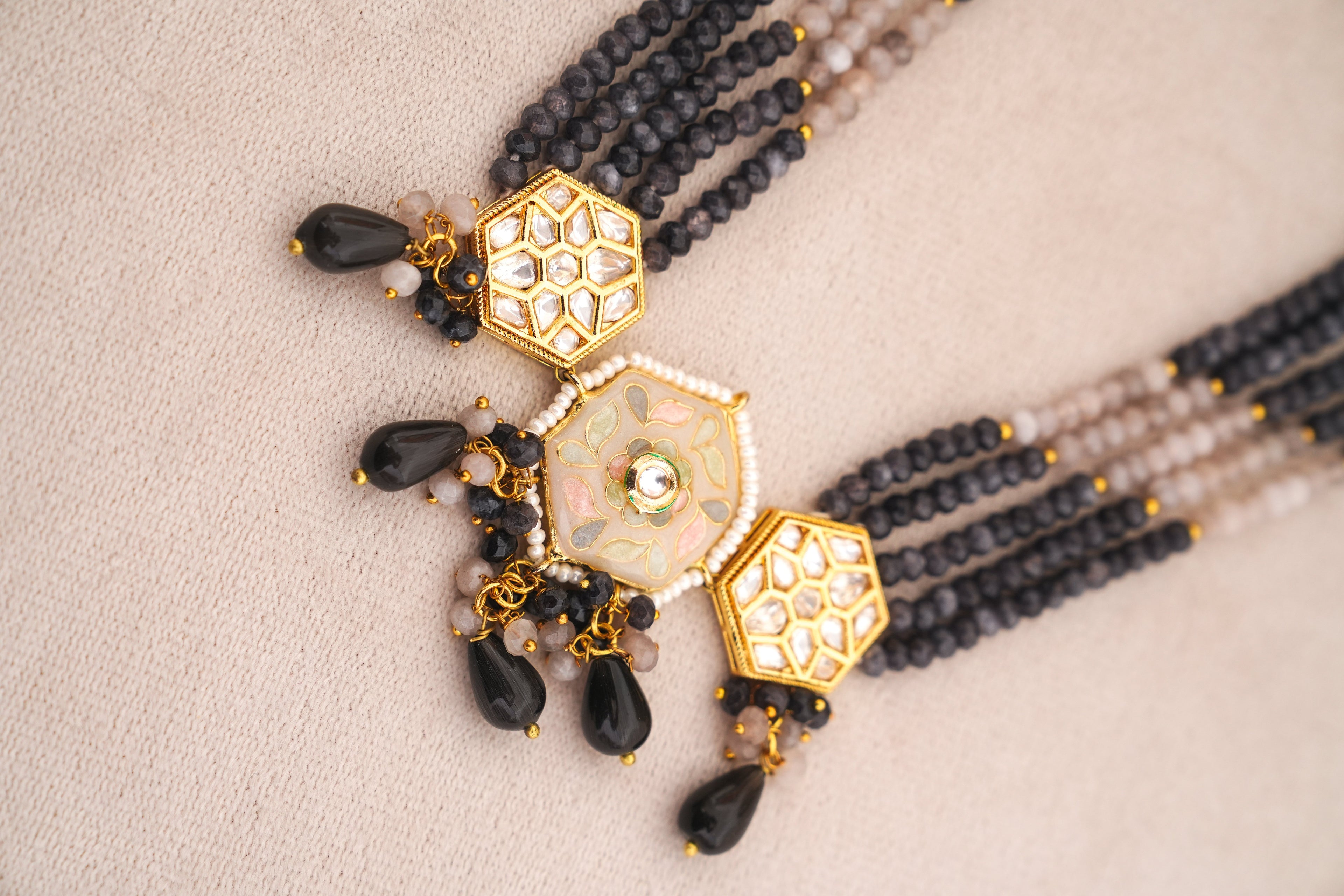 Enamel Kundan Choker with Earrings