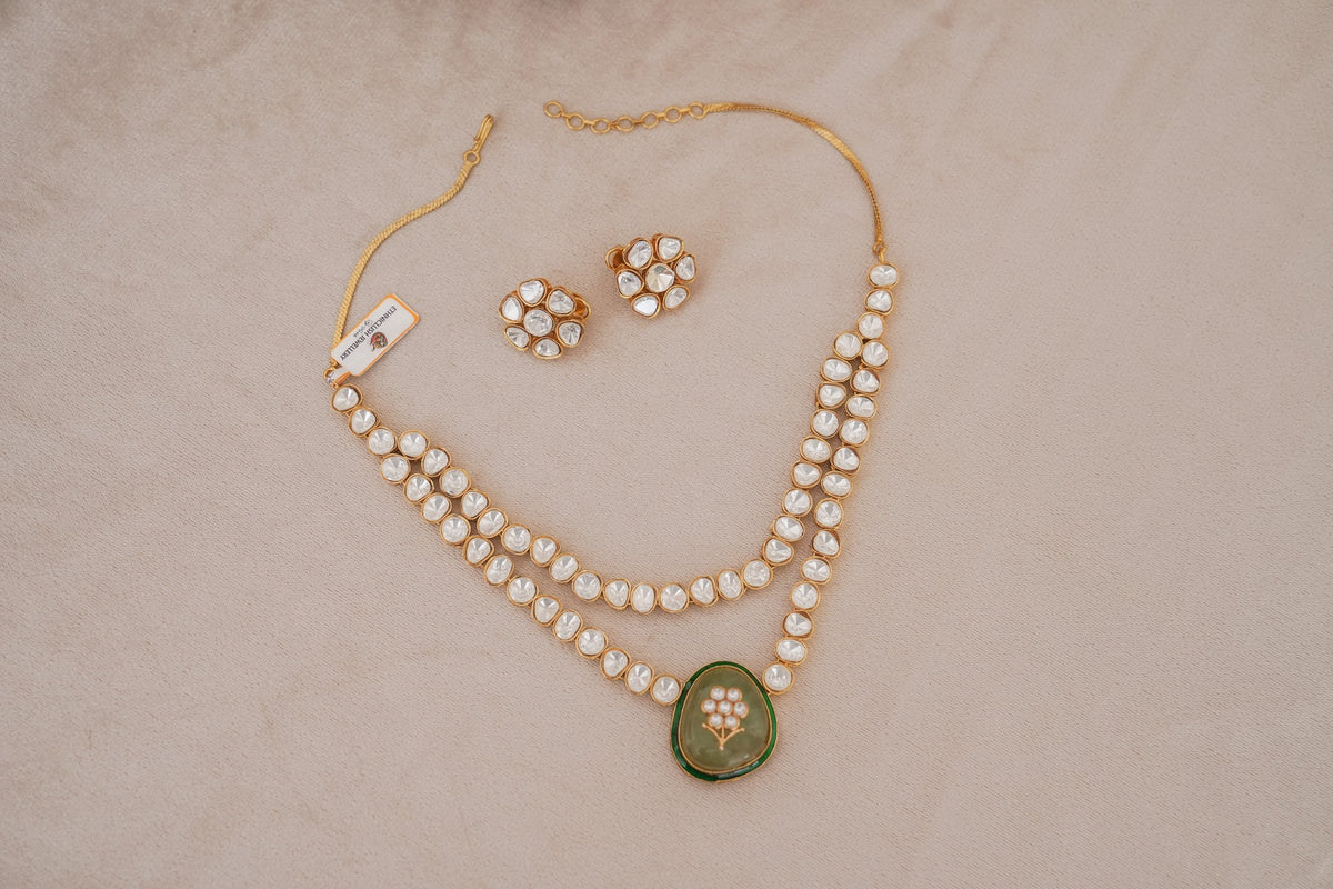 Kundan Polki Tennis Necklace Set detail