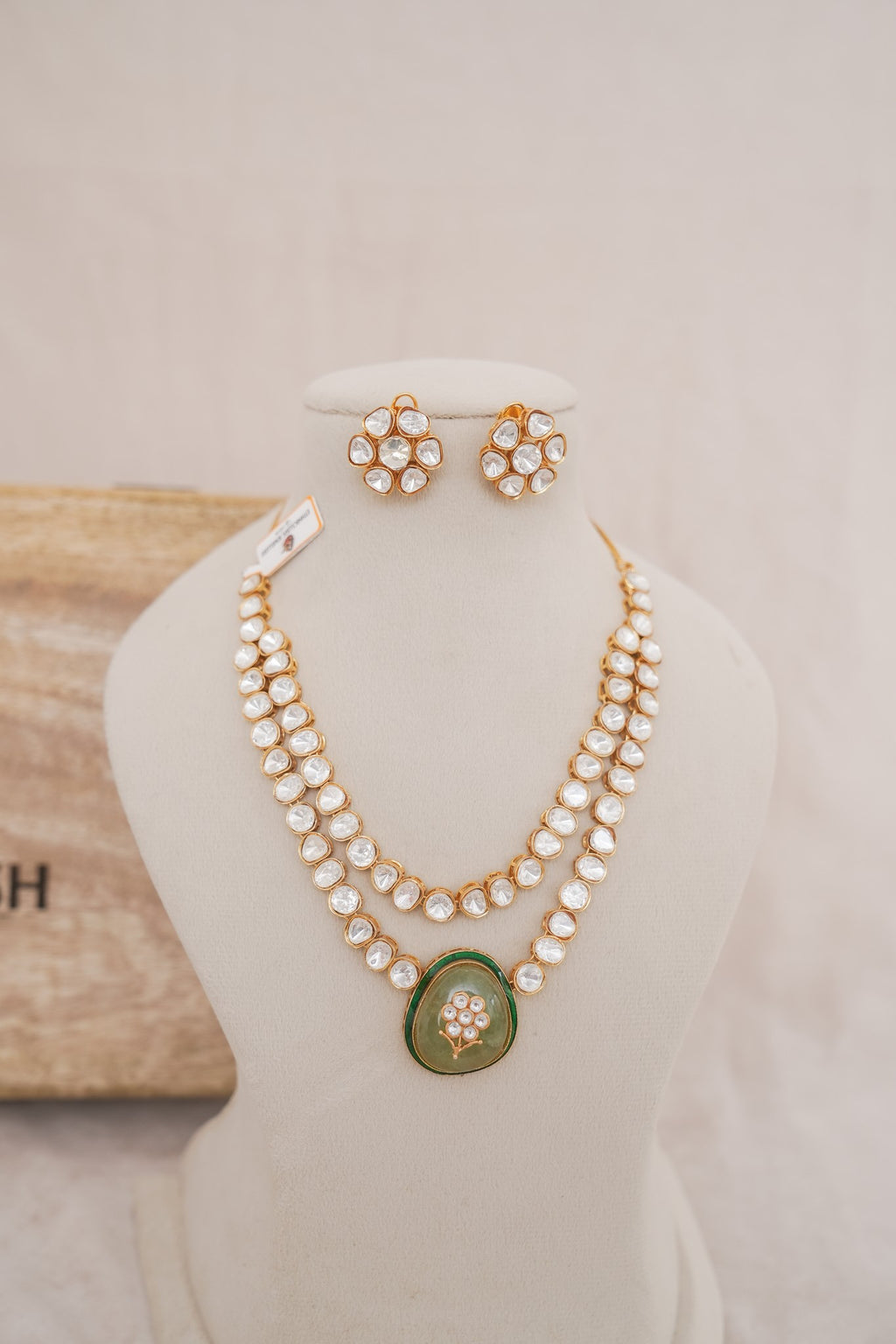 Kundan Polki Tennis Necklace Set detail