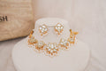 Mother of Pearl Choker Necklace Set with Pearl Drops by Ethnic Lush