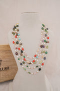 Multicolour Semi-Precious Stone Layered Necklace by Ethnic Lush – close-up