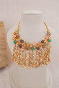 Bohemian Multi-Gemstone Charm Necklace | Handcrafted Statement Necklace by Ethnic Lush – close-up