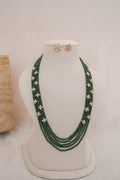 Faceted Green Stone Strand Necklace Set | Handcrafted Everyday Necklace with Earrings by Ethnic Lush