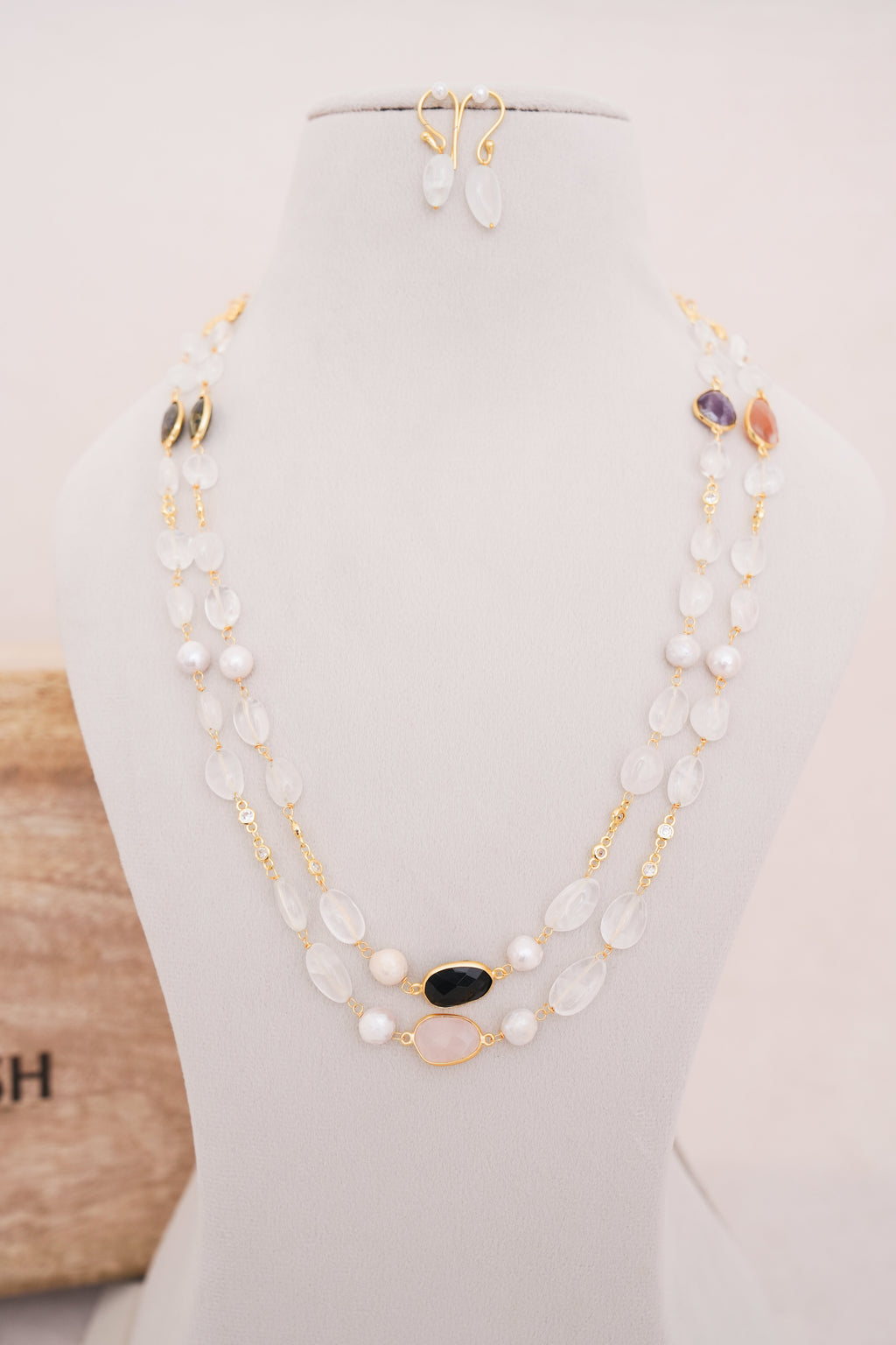 Fluorite Gemstone Layered Necklace Set