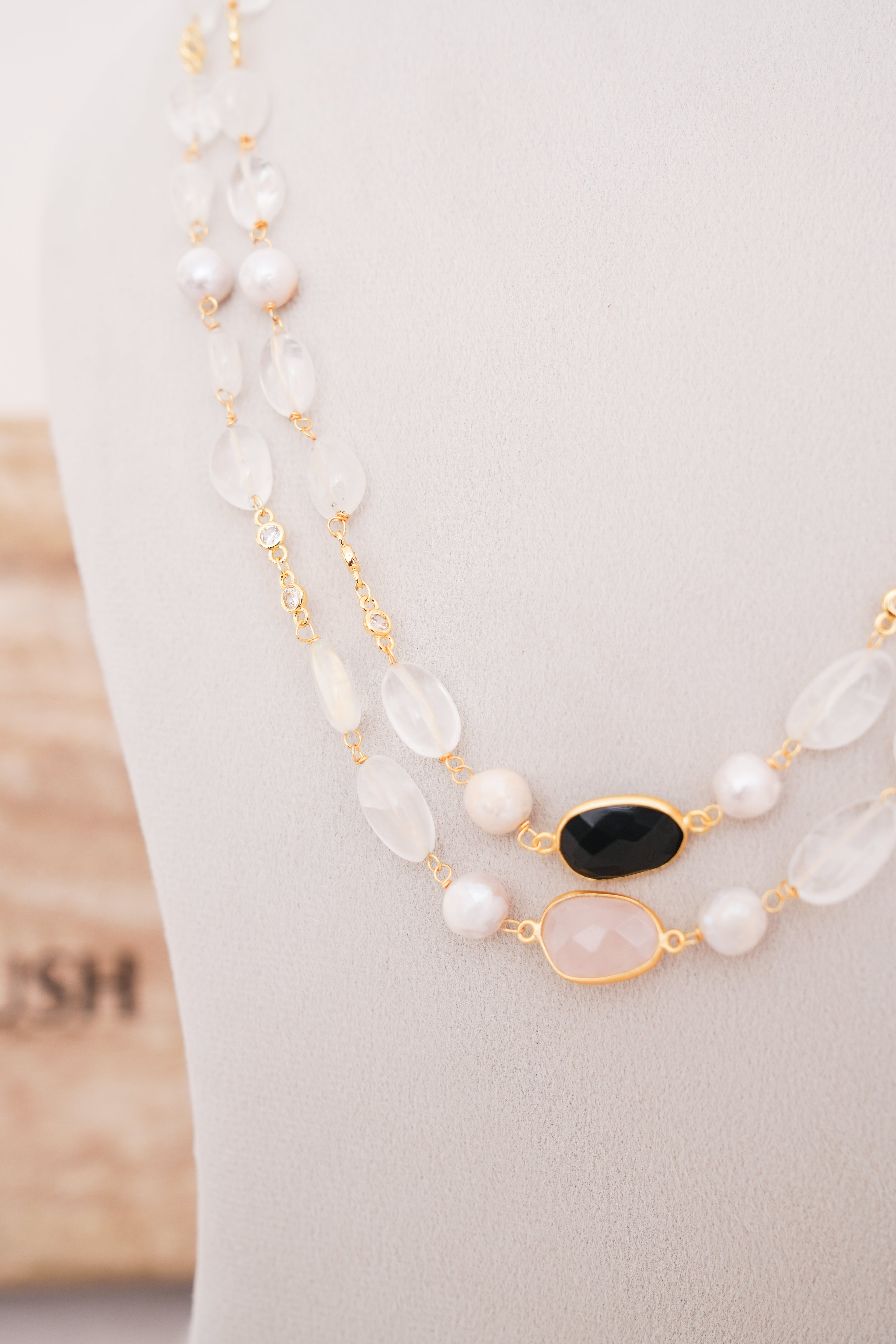 Fluorite Gemstone Layered Necklace Set