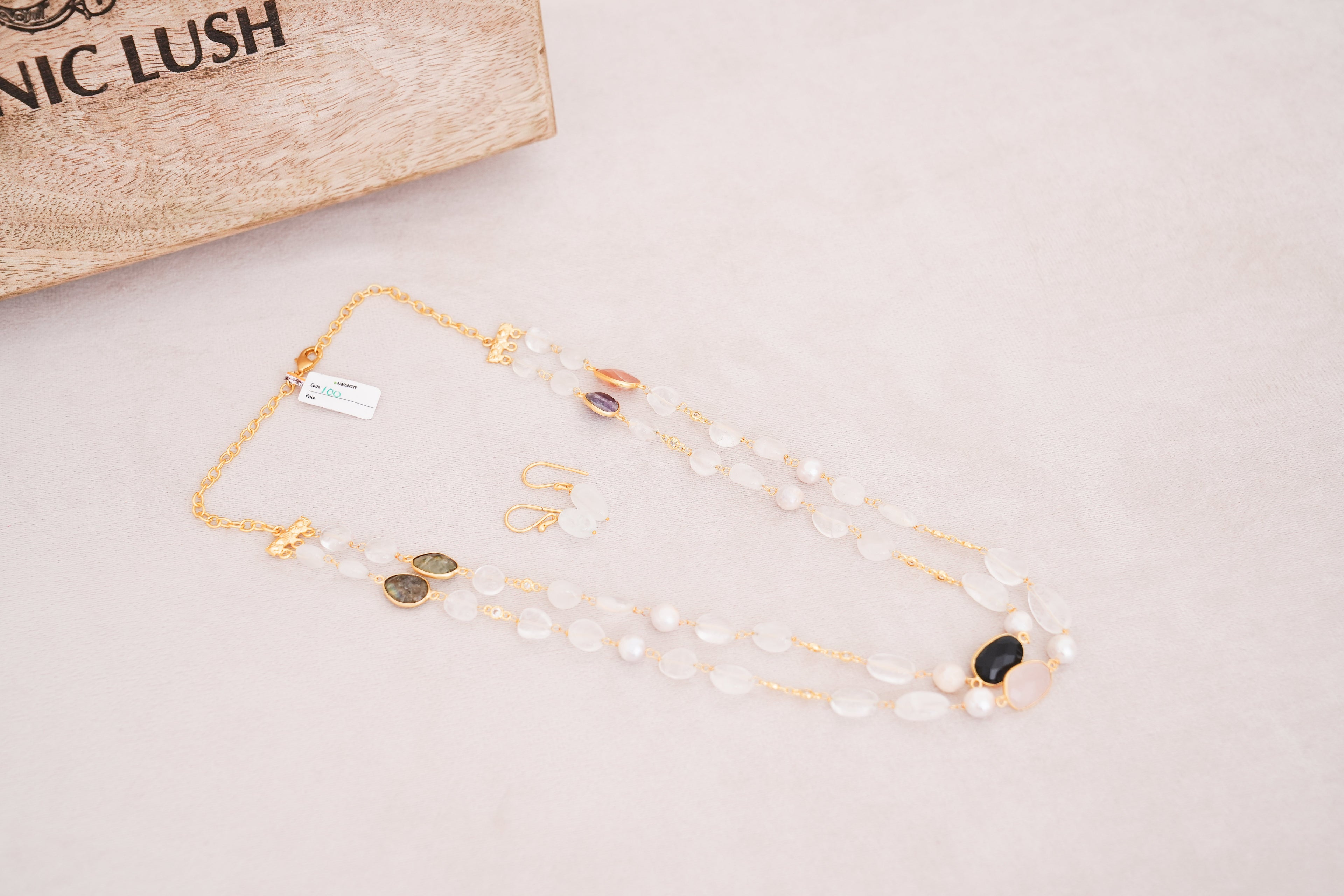 Fluorite Gemstone Layered Necklace Set