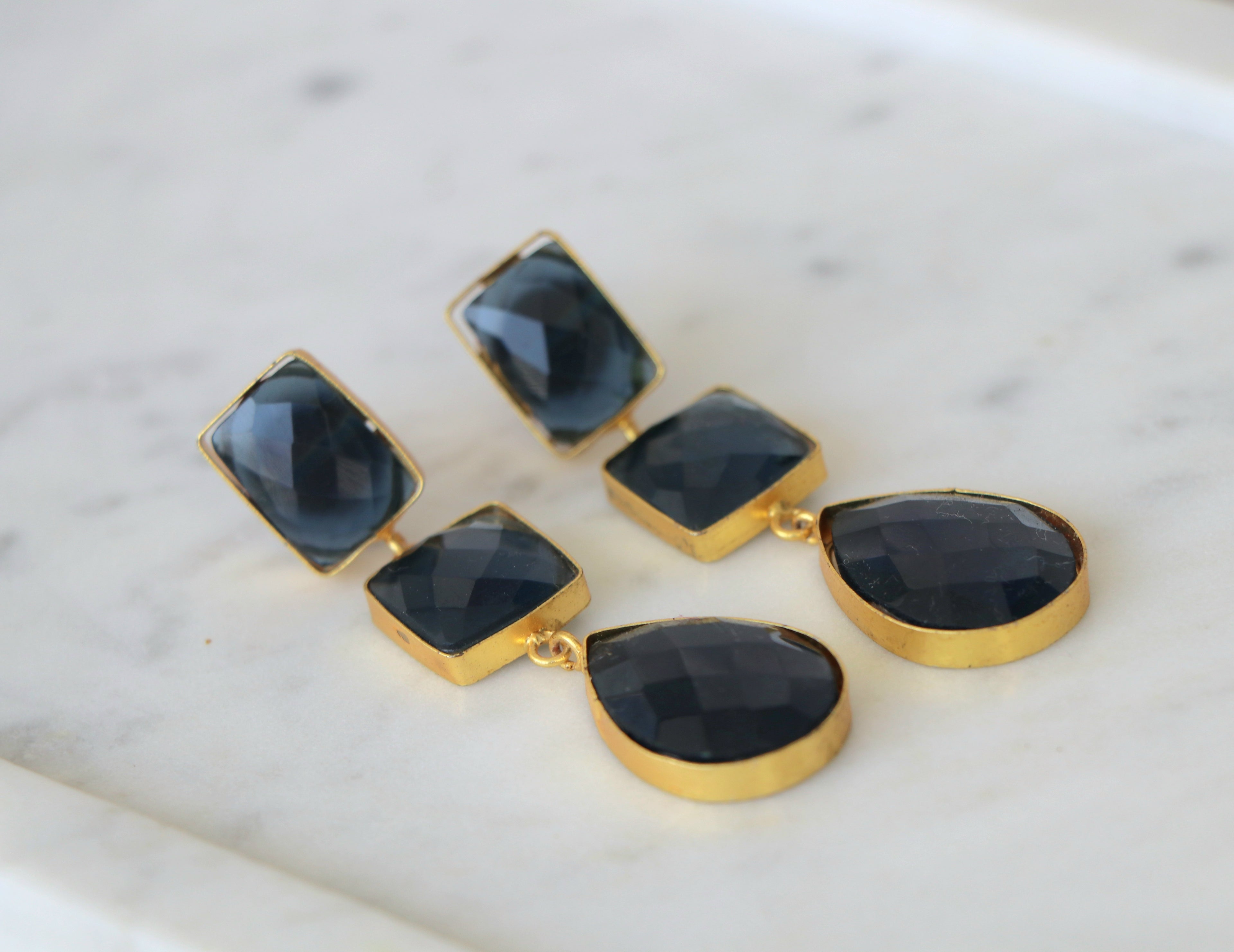 Nile Blue Geometric Drop Earrings