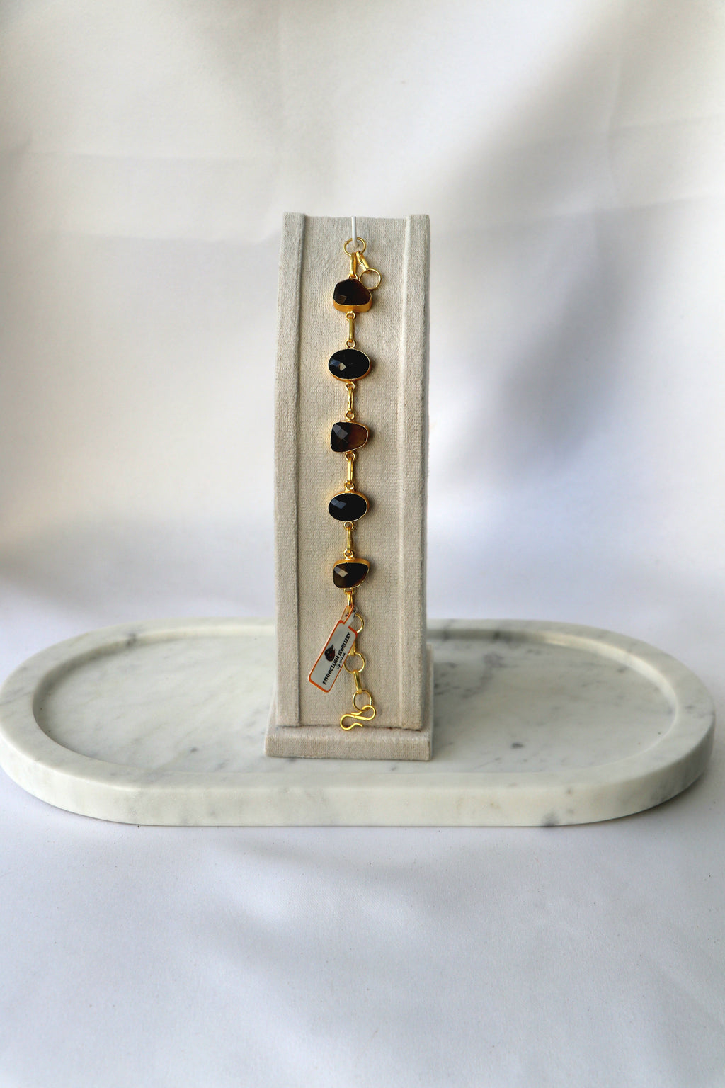 Natural Gemstone Gold Finish Bracelet | Handcrafted Bezel Stone Bracelet | Multi-Stone Variants