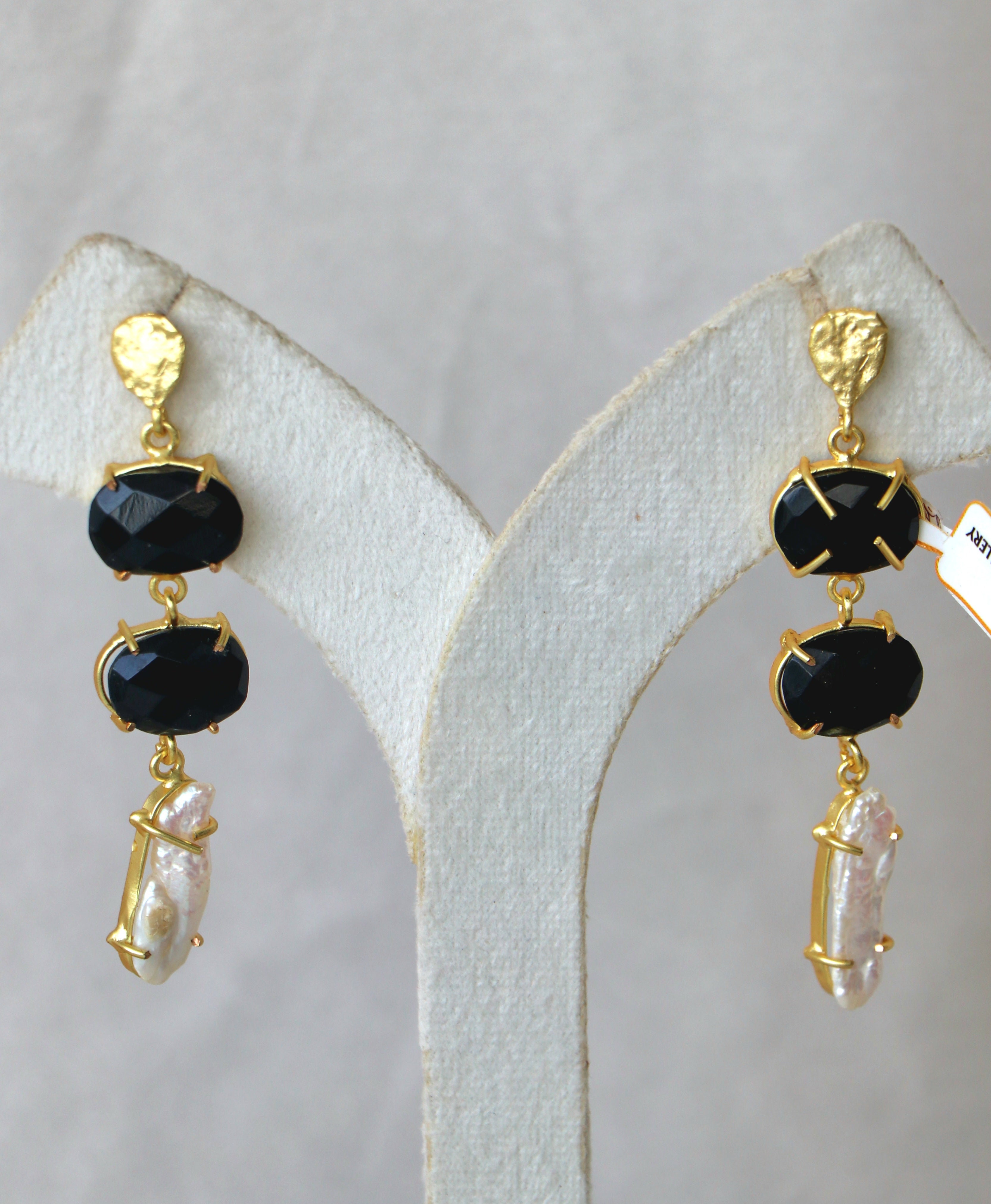 Obsidian Pearl Cascade Earrings