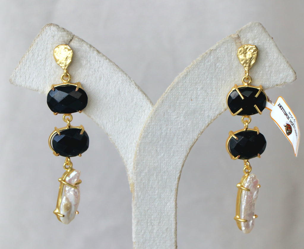 Obsidian Pearl Cascade Earrings