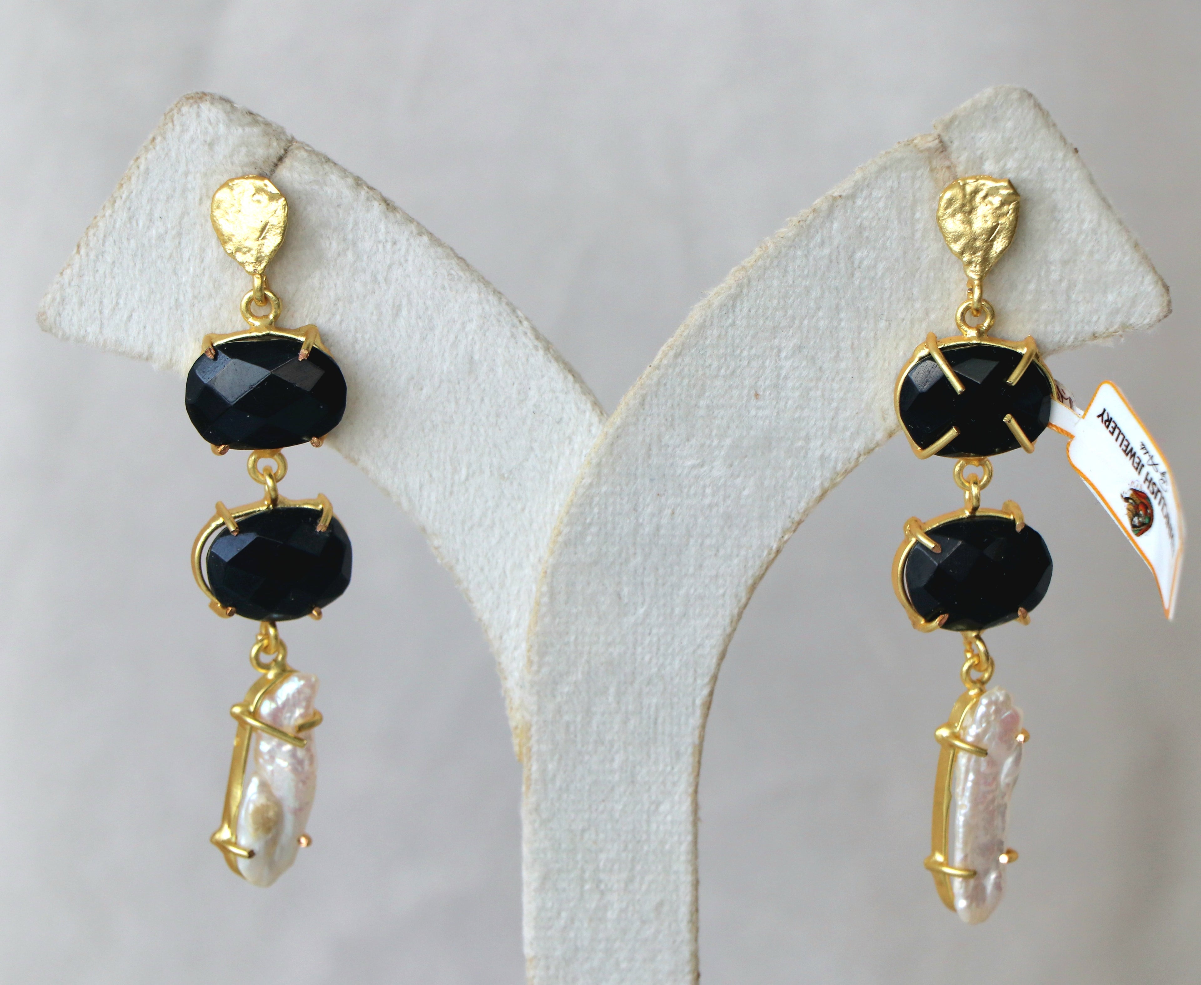 Obsidian Pearl Cascade Earrings