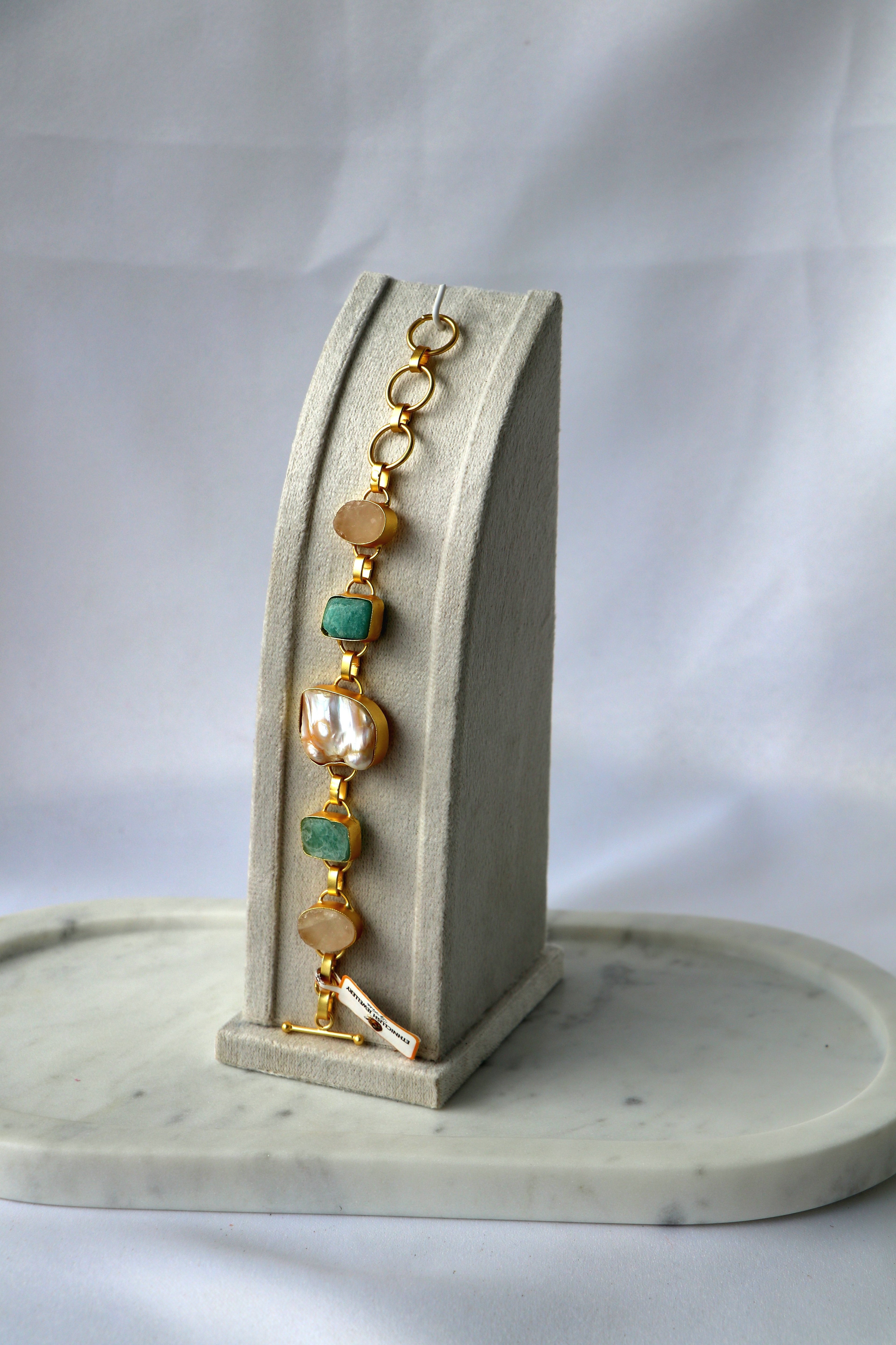 Gemstone Baroque Pearl Cascade Bracelet