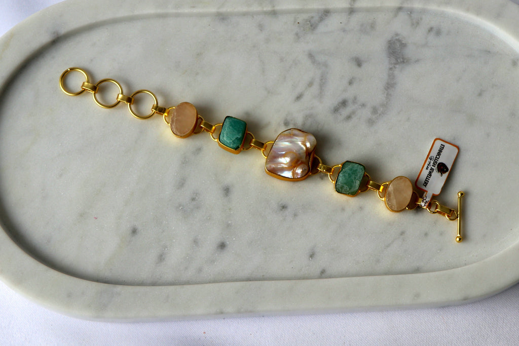 Gemstone Baroque Pearl Cascade Bracelet