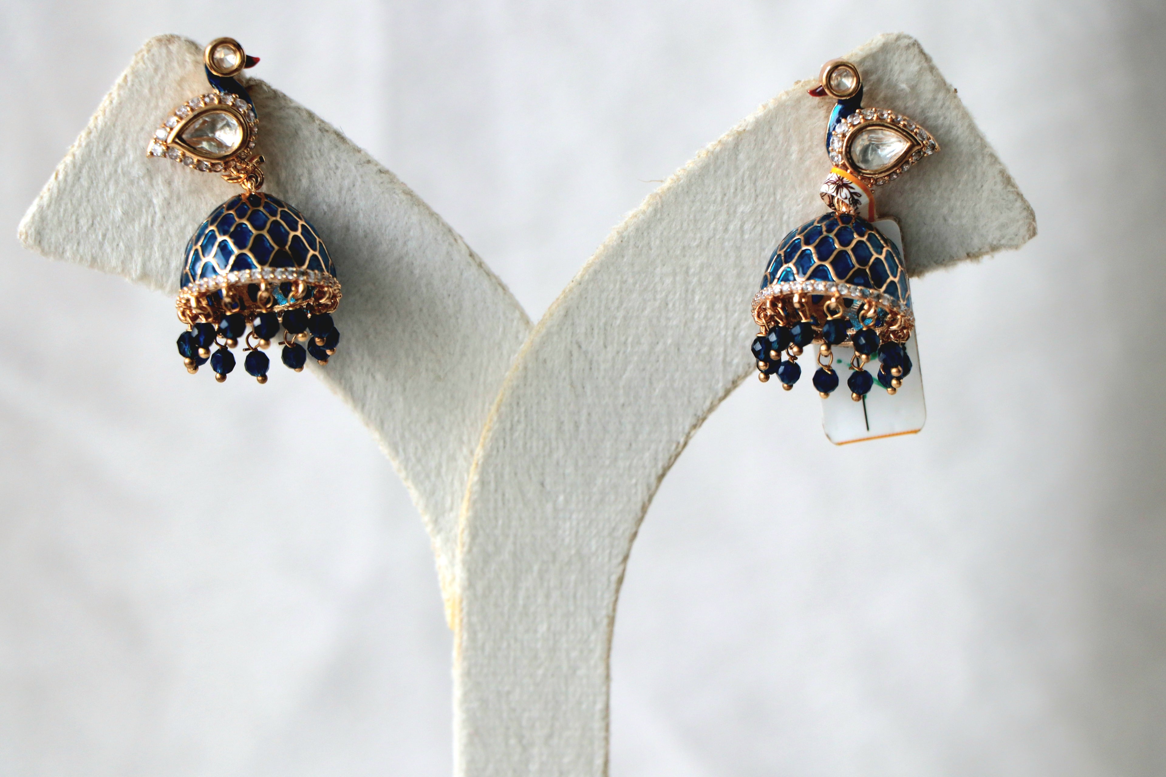 Peacock Lapis Jhumka Earrings