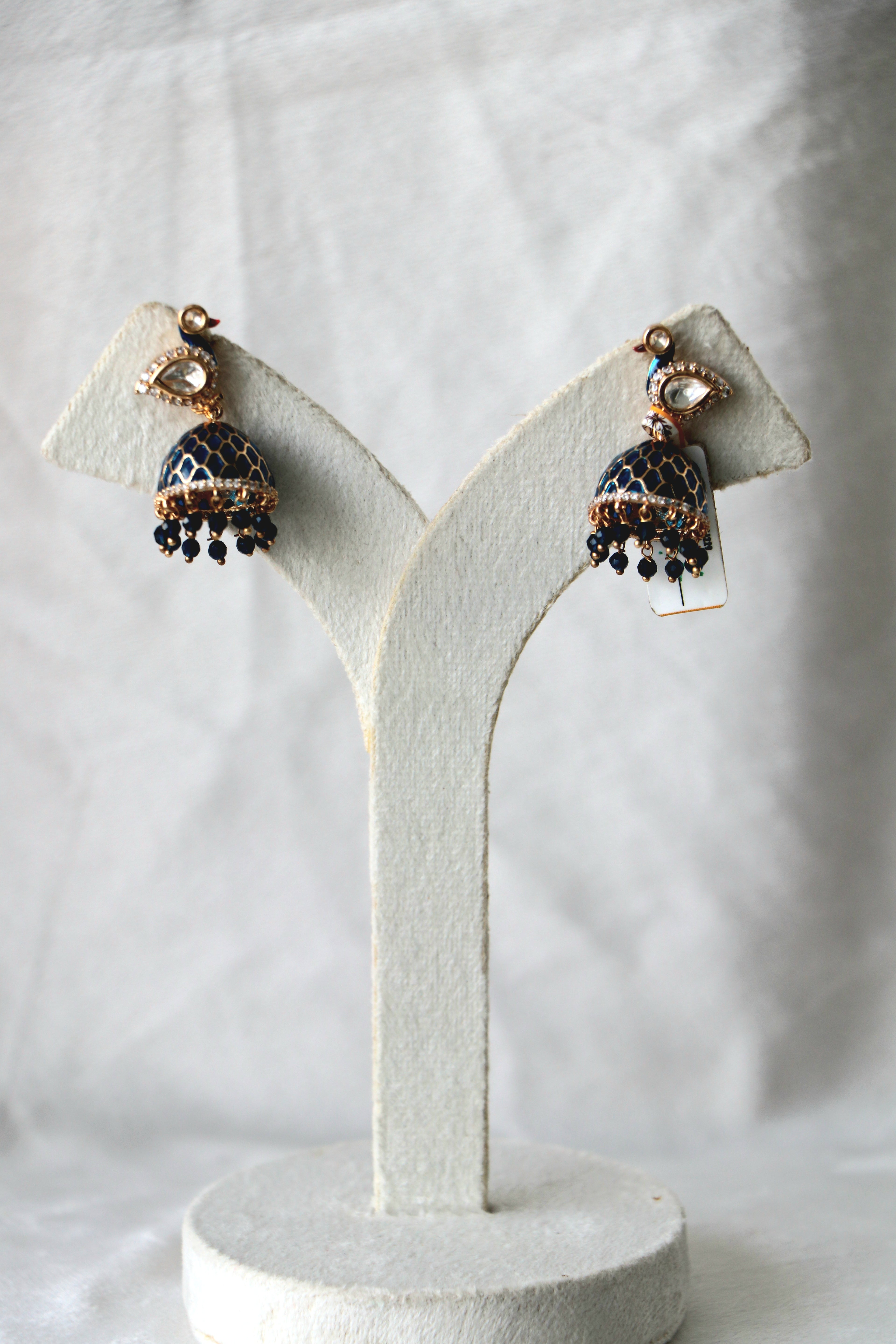 Peacock Lapis Jhumka Earrings