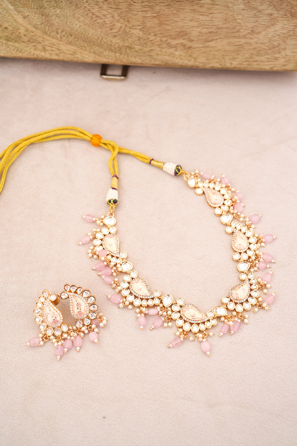 Peacock Bloom Rose Quartz Necklace Set