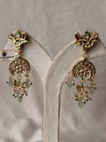 Peacock Motif Pearl  Pachi Kundan Dangle Earrings